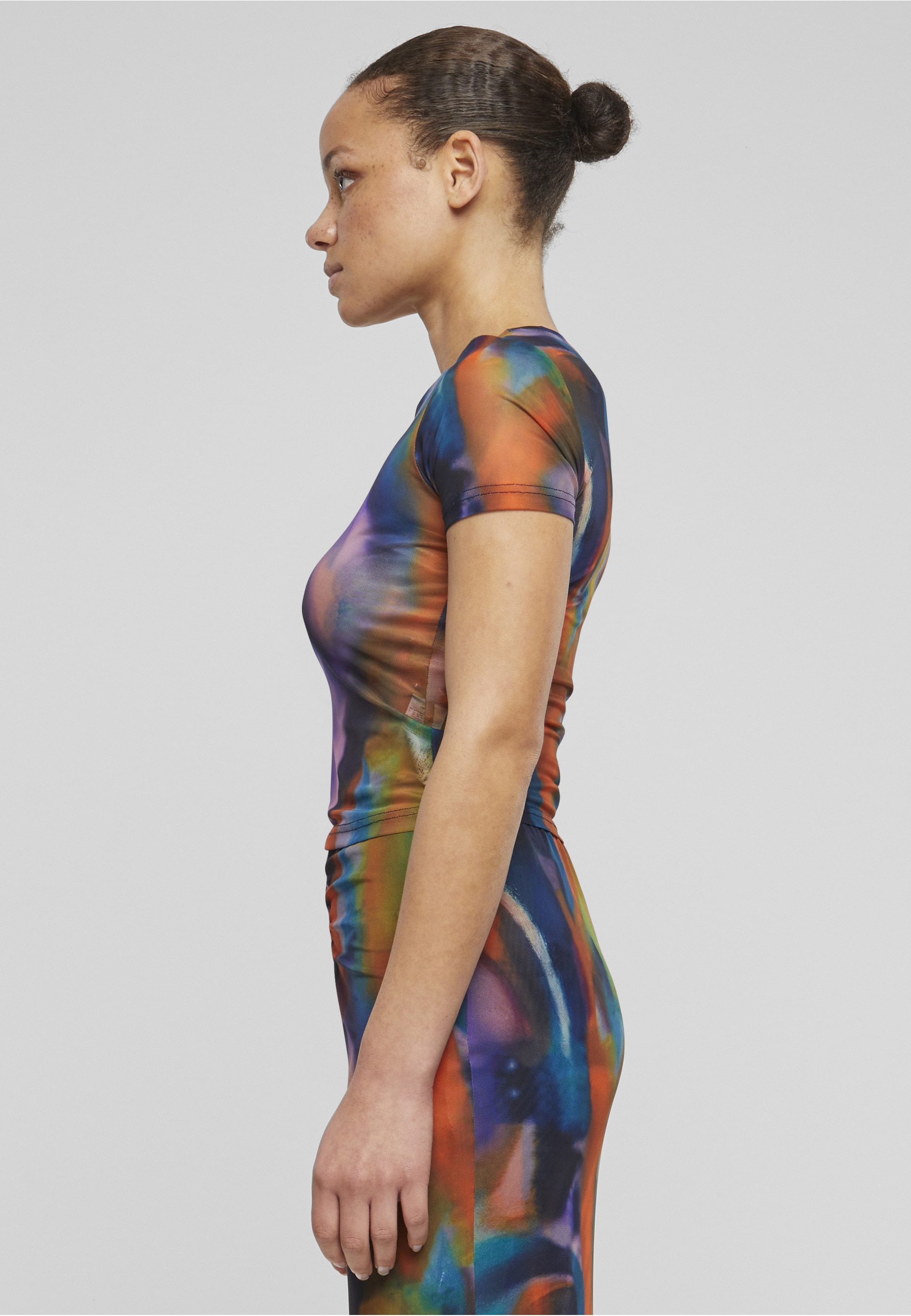 URBAN CLASSICS T-Shirt »Urban Classics Damen Ladies AOP Mesh Tee« 1 Stk.