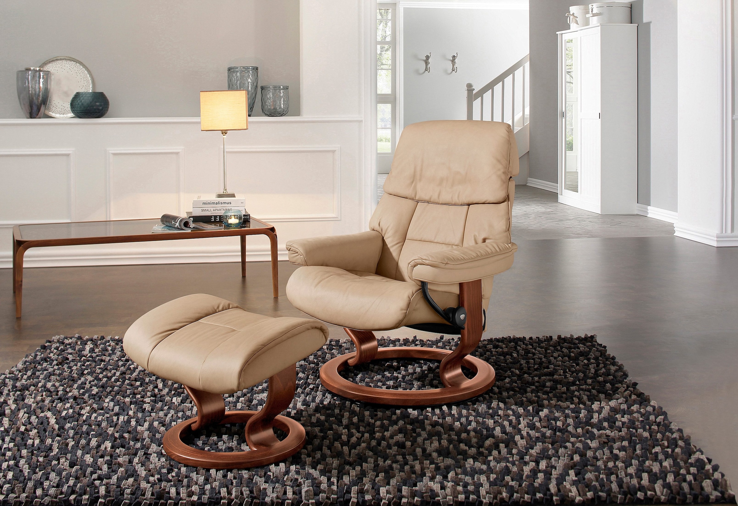 Stressless Relaxsessel "Ruby", (Set, Relaxsessel mit Hocker), mit Classic Base, Größe L, Gestell Eiche, Wenge, Braun & S