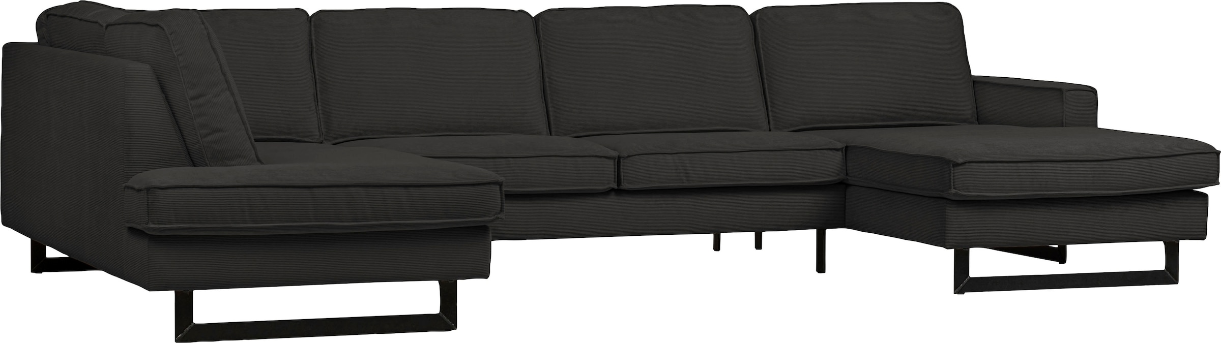Places of Style Wohnlandschaft »Pinto, 350 cm, U-Form, XXL, mit Ottomanen«, Cord, Feincord, Luxus-Microfaser Leder und Chenille