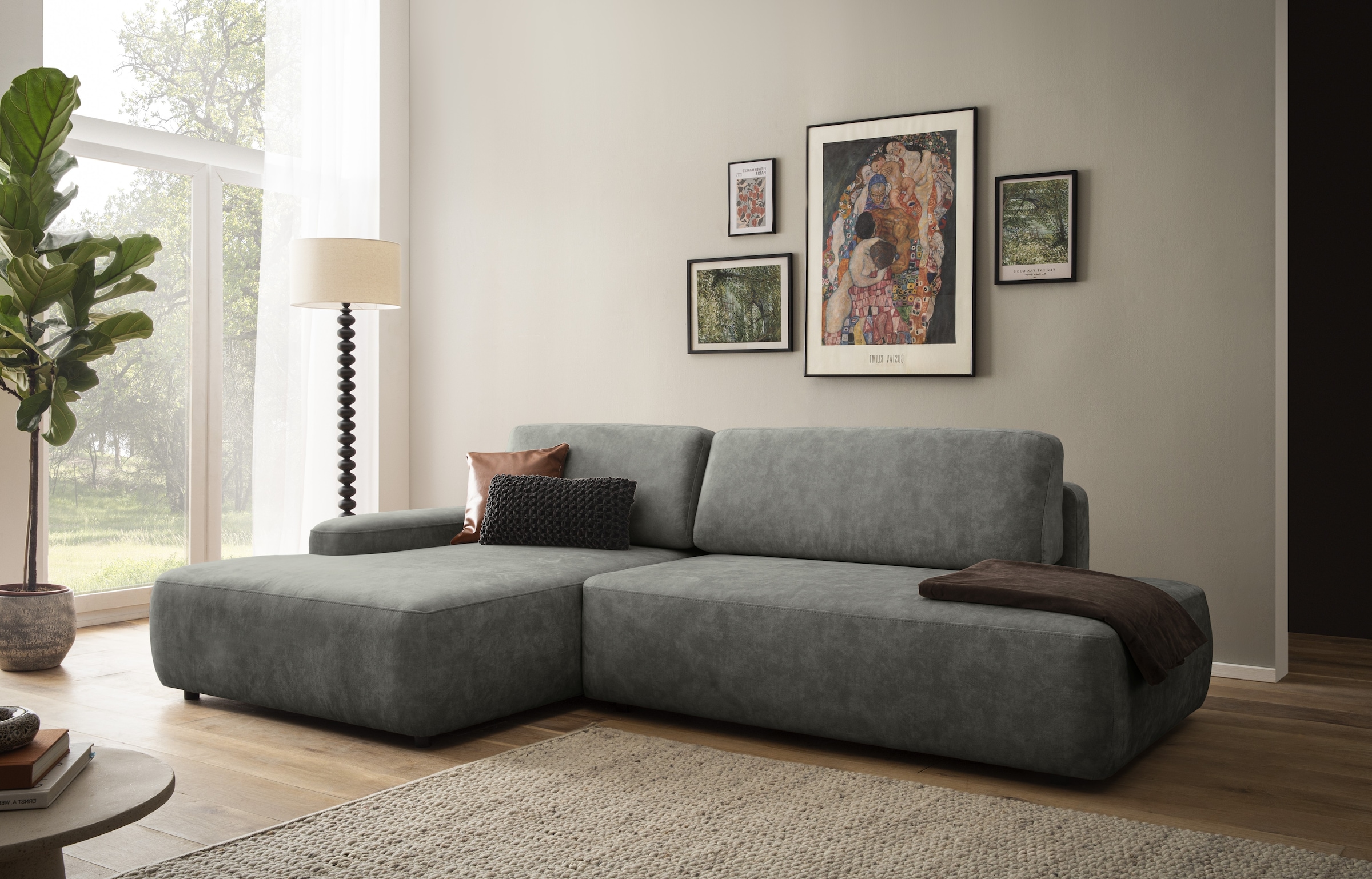 Home affaire Ecksofa "TORGE, Schlafsofa Cord, Samtvelours u. Strukur fein, günstig online kaufen