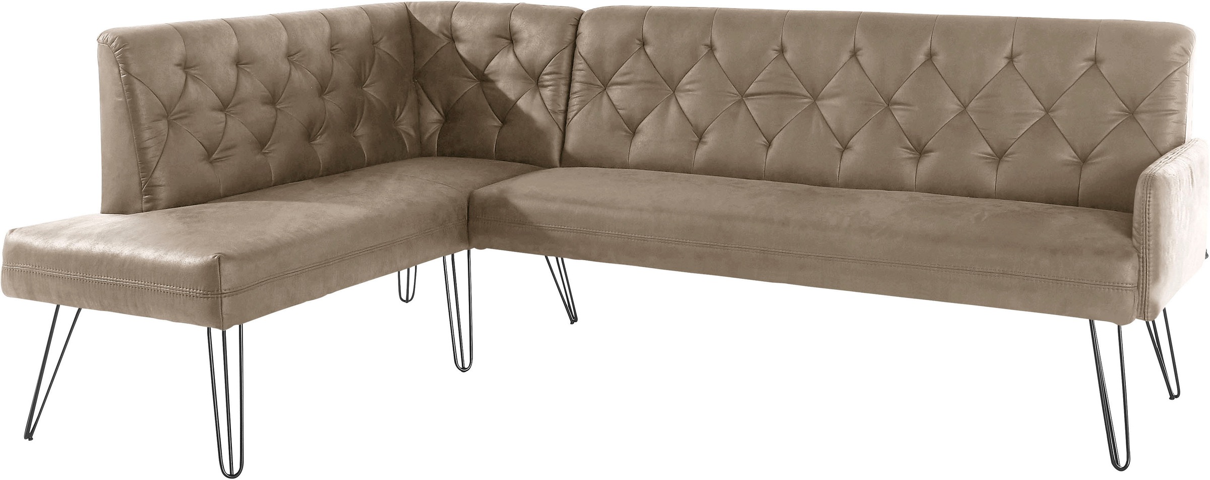 Thumbnail - exxpo - sofa fashion Eckbank "Doppio, Chesterfield Optik, komfortabel und bequem, hohe Designfüße" Frei im Raum stellbar