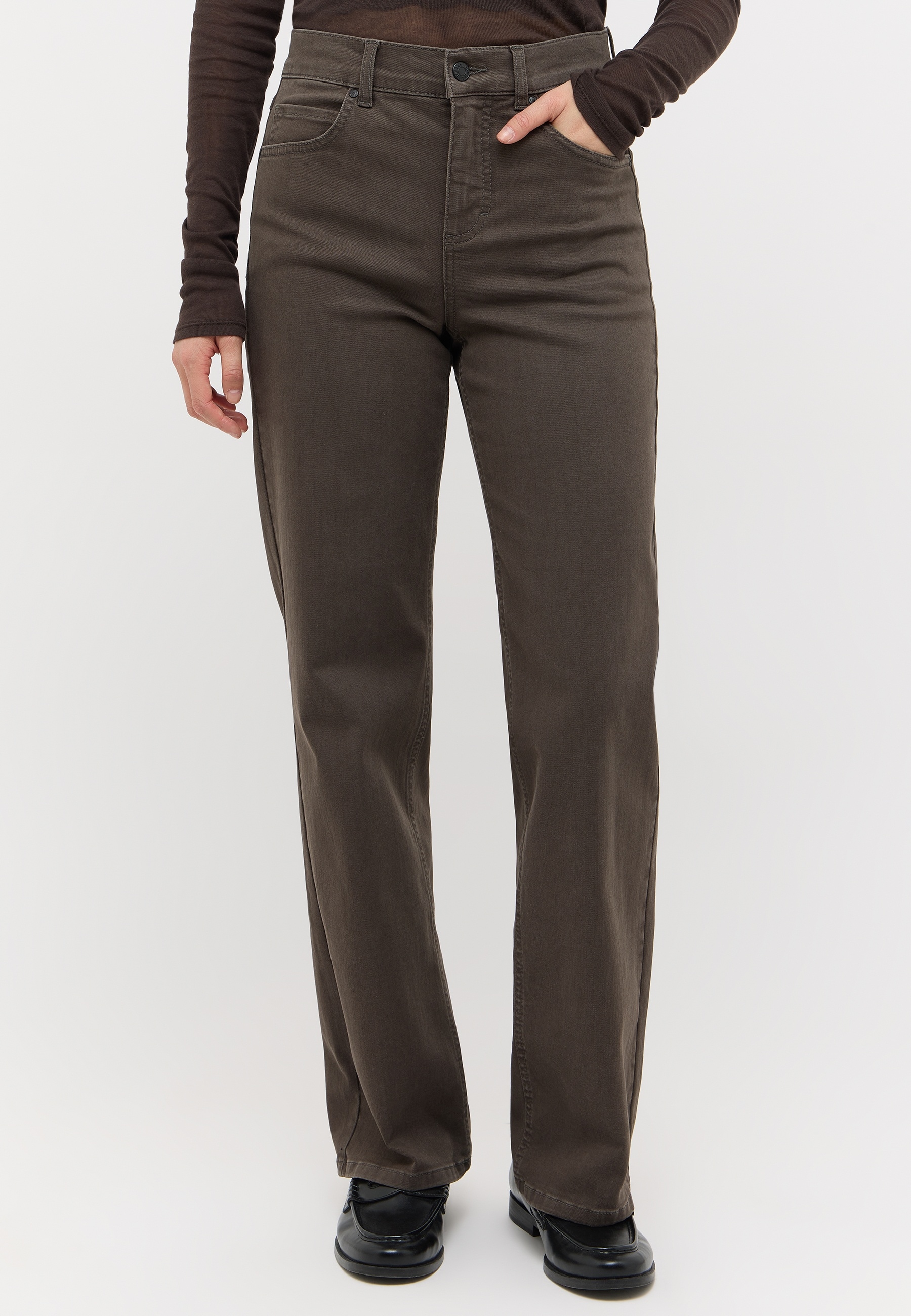 ANGELS Stretch-Jeans "LARA" weite Passform, aus Baumwollmischung, mit Metallreißverschluss