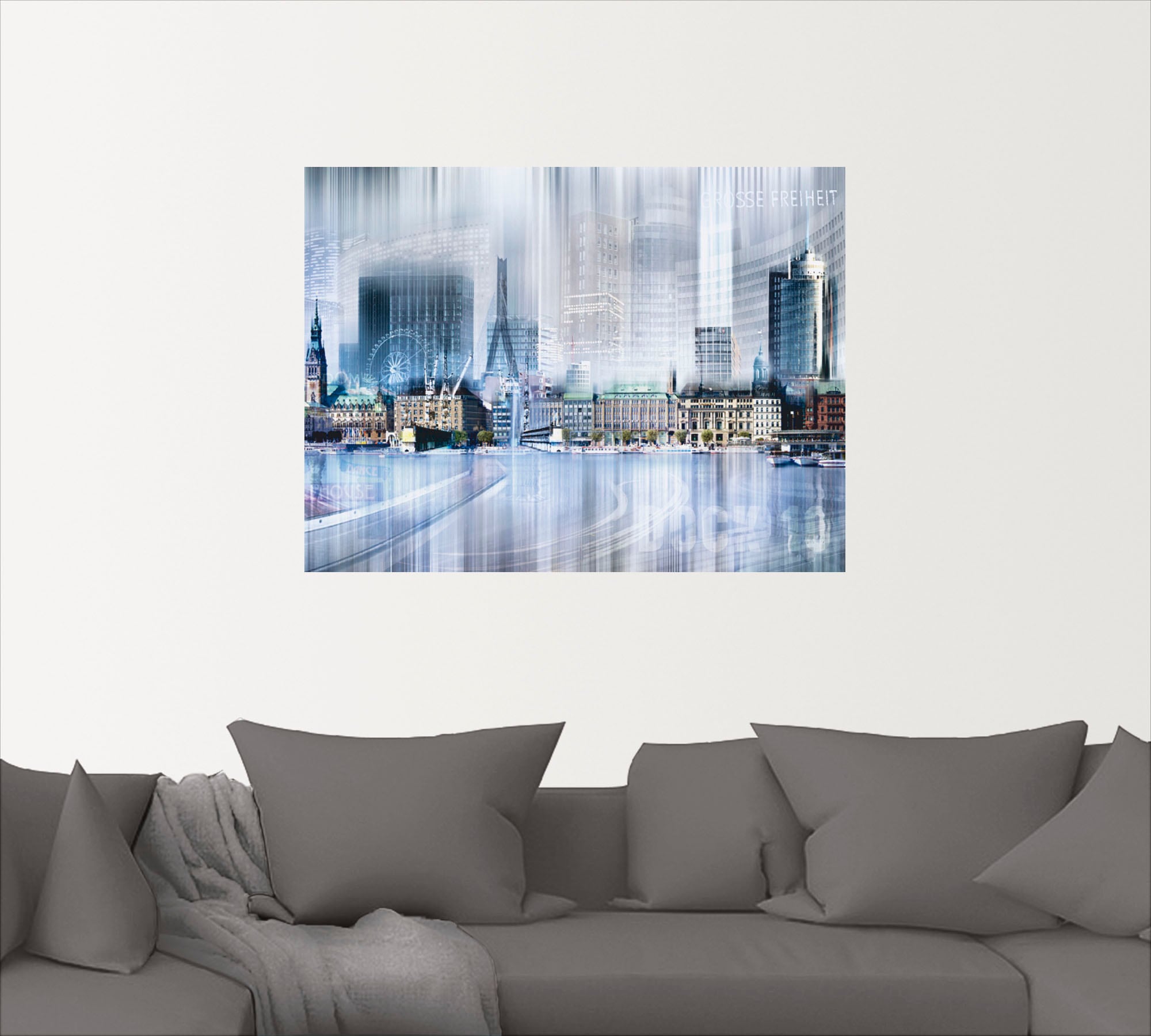 Artland Poster »Hamburg Skyline Collage I«, Deutschland, (1 St.), als Leinwandbild, Wandaufkleber oder Poster in versch. Größen