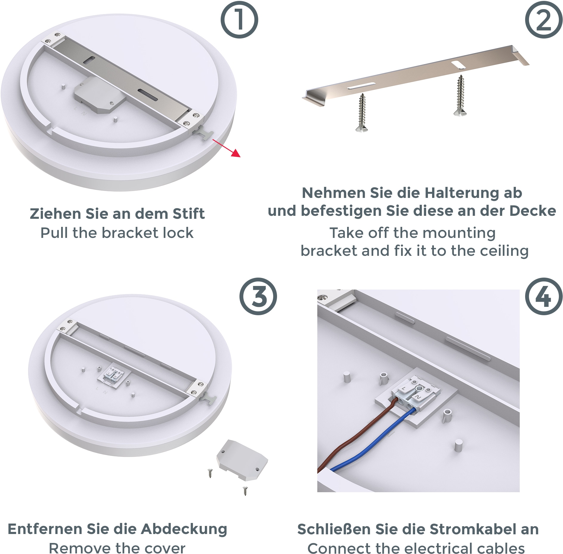 B.K.Licht LED Deckenleuchte, 1 flammig-flammig, Deckenlampe, 13W 1500lm, IP54, Badezimmer-Leuchte, Küche, Flur