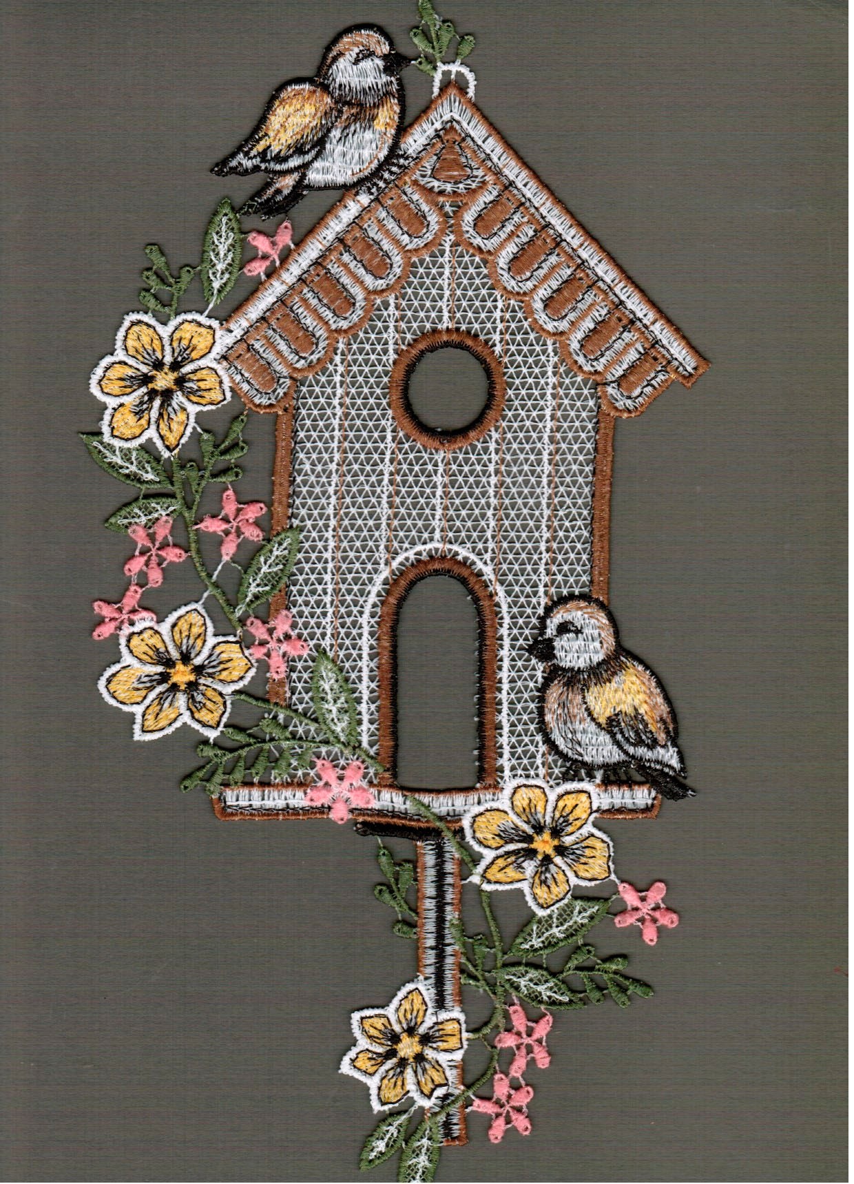 Stickereien Plauen Fensterbild "Vogelhäuschen" günstig online kaufen