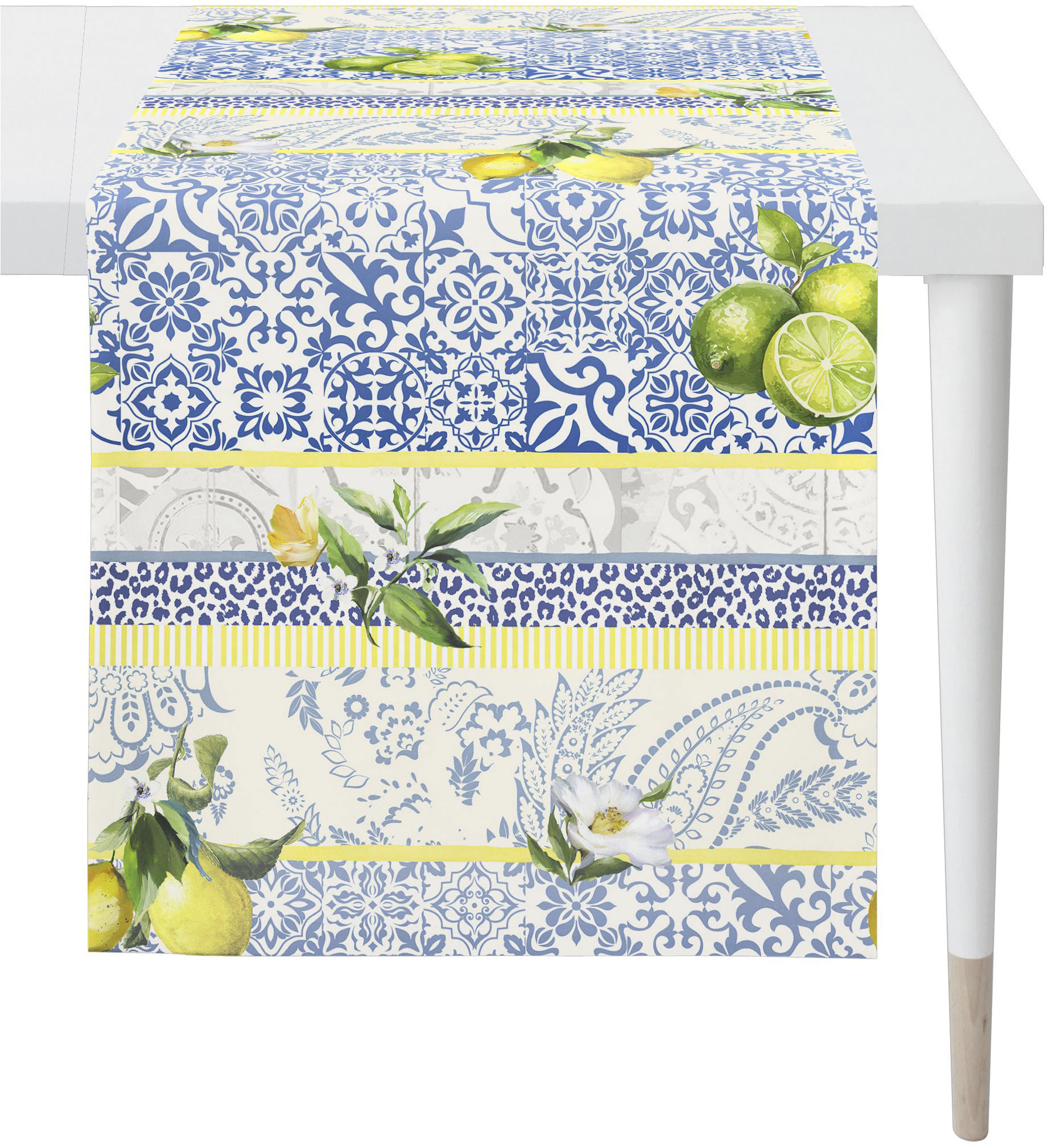 APELT Tischdecke "7005" Paisley-Motive und Kachelmotive mit Citrusfrüchten