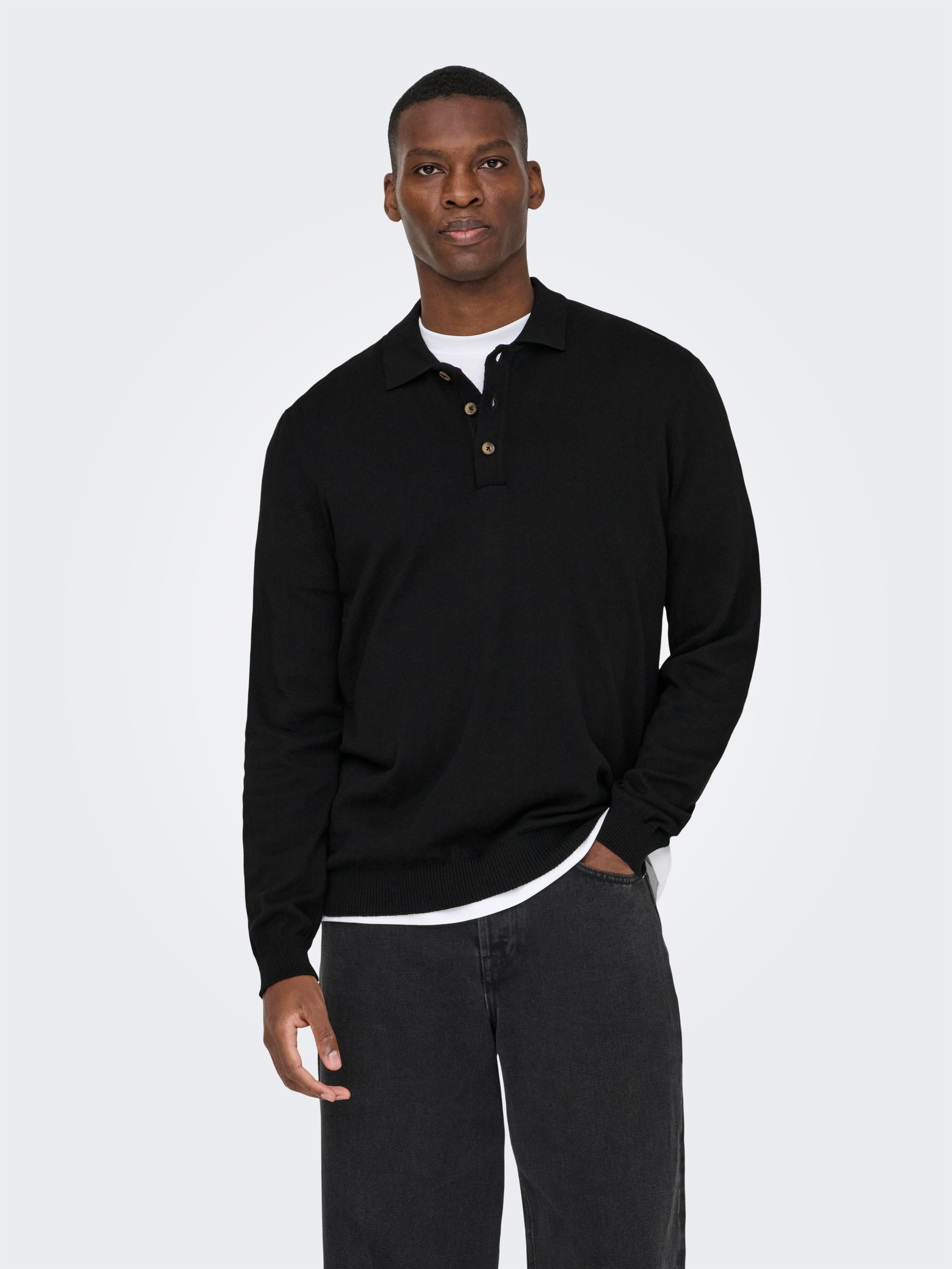 ONLY & SONS Polokragenpullover "ONSLOUI REG 12 LS MEL POLO KNIT" günstig online kaufen