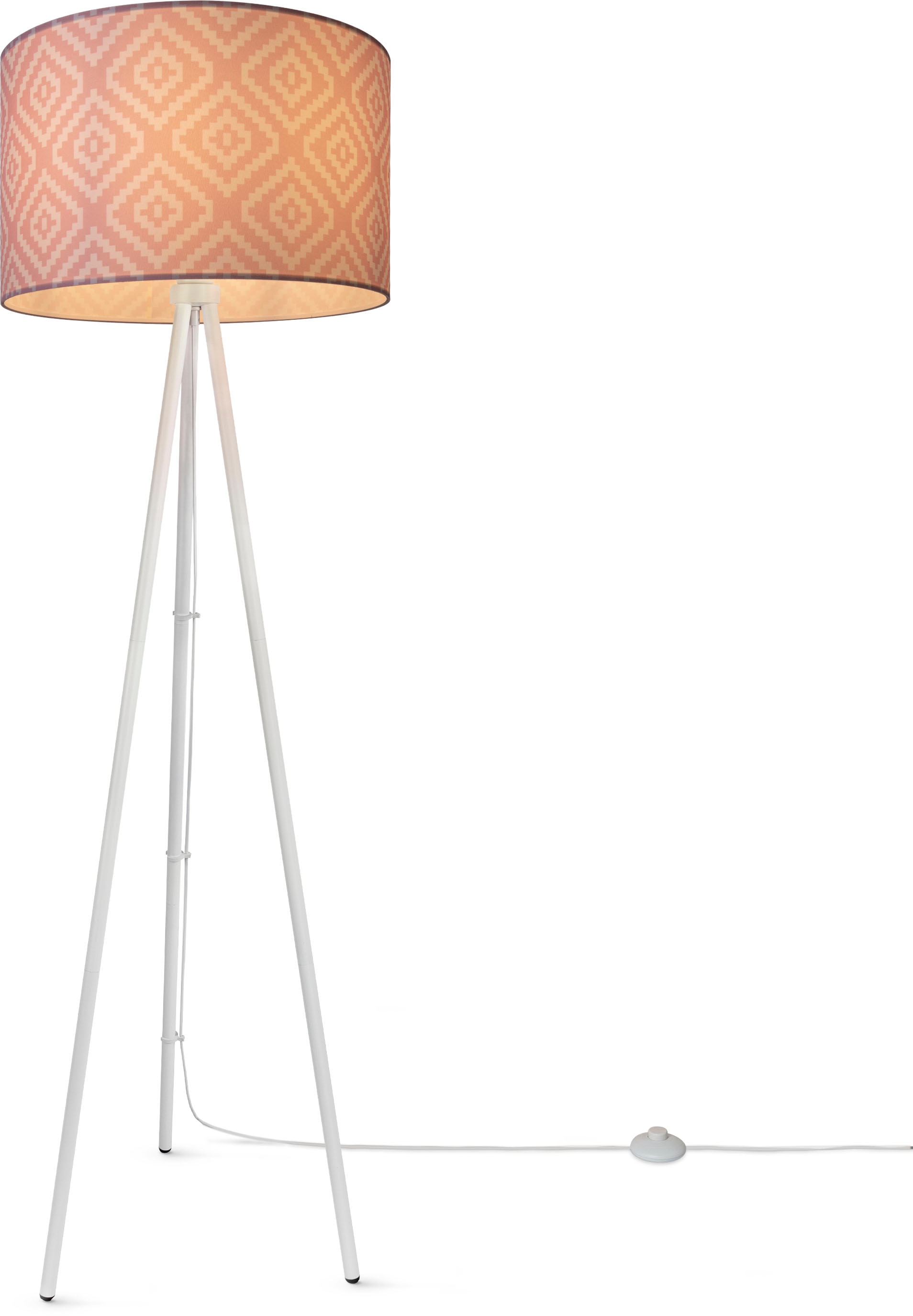 Paco Home Stehlampe »Trina Stella«, Leuchtmittel E27 | ohne Leuchtmittel, Dreibein Modern Stofflampenschirm Vintage Design Textil Wohnzimmer