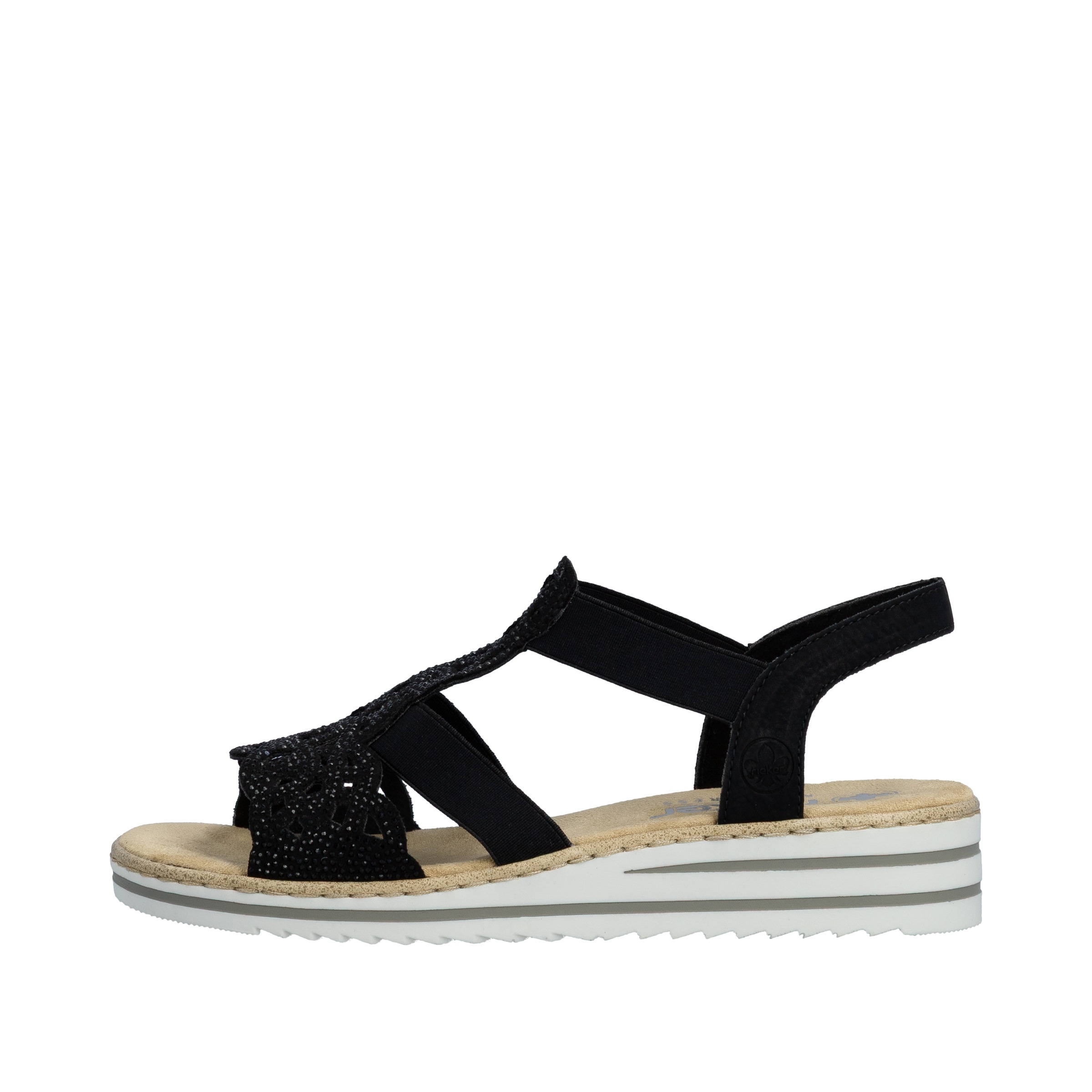 Rieker Sandale  Keilsandalette, Sommerschuh mit Glitzersteine