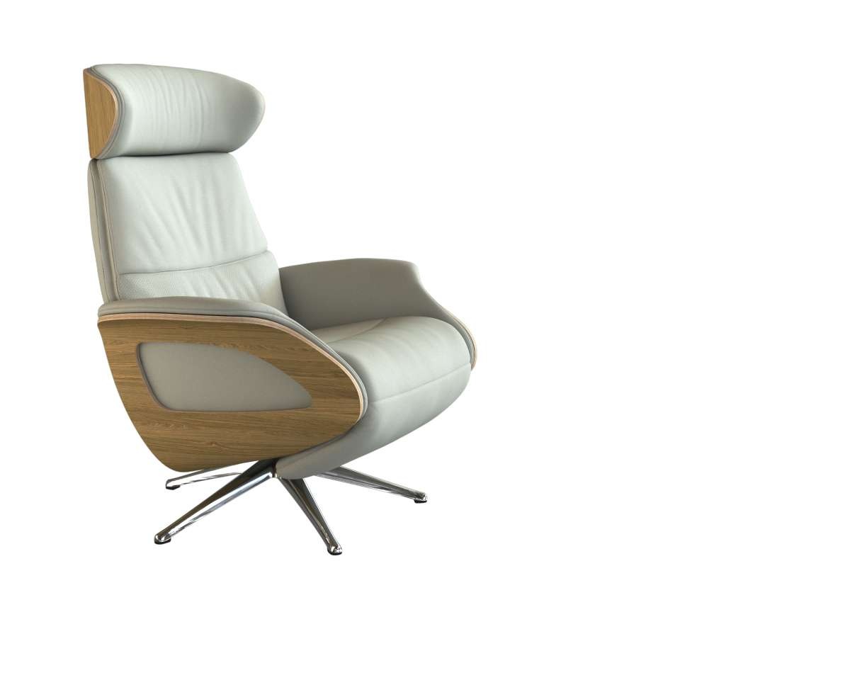 FLEXLUX Relaxsessel »Clement elektrischer Funktionsessel«, Größe M, Rücken & Fußteil elektrisch, Akku, Arml. Eiche, Fuß Alu