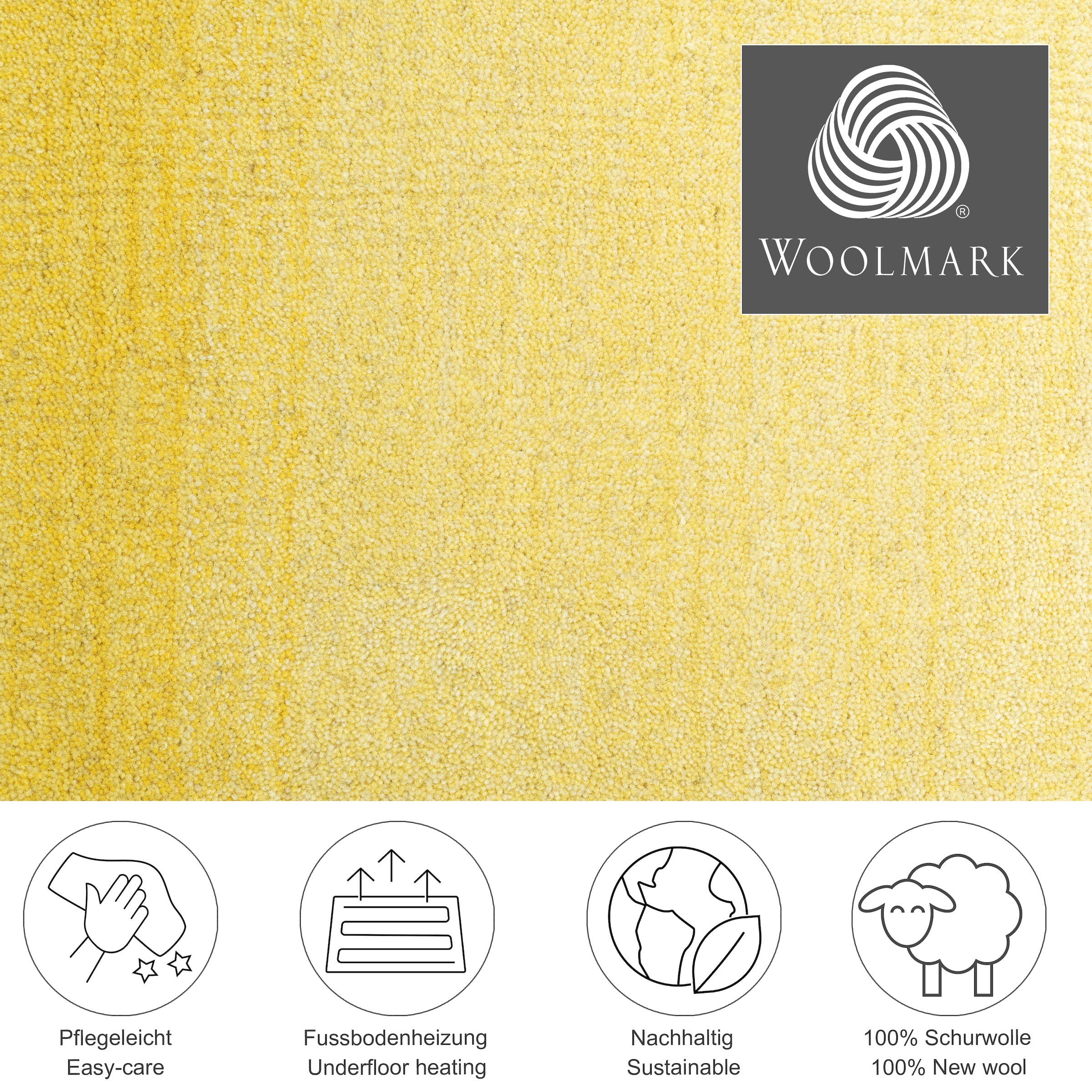 THEKO Wollteppich »Wool Comfort«, rechteckig, 14 mm Höhe, Handweb Teppich, reine Wolle, handgewebt, brilliante Farben, Scandi
