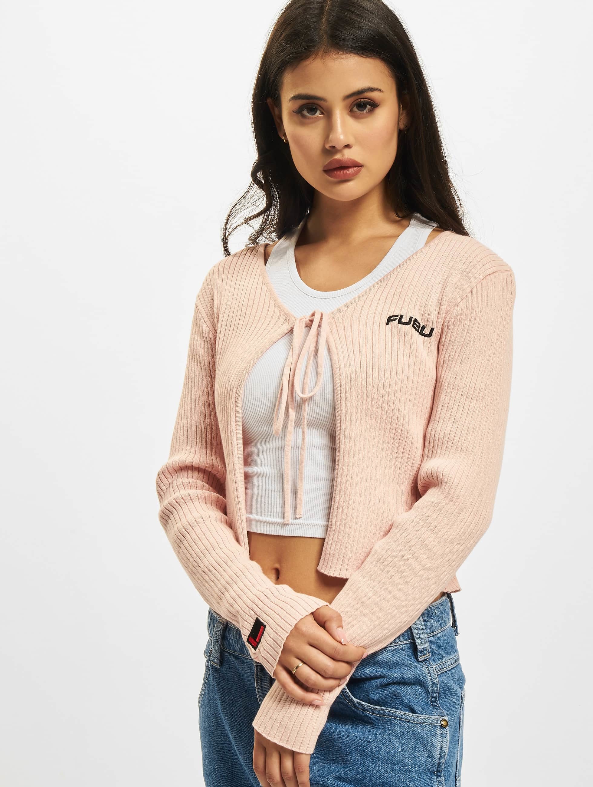 Fubu Cardigan "Fubu Damen FW222-016-1, Corporate Rib Knit Bolero rose" günstig online kaufen