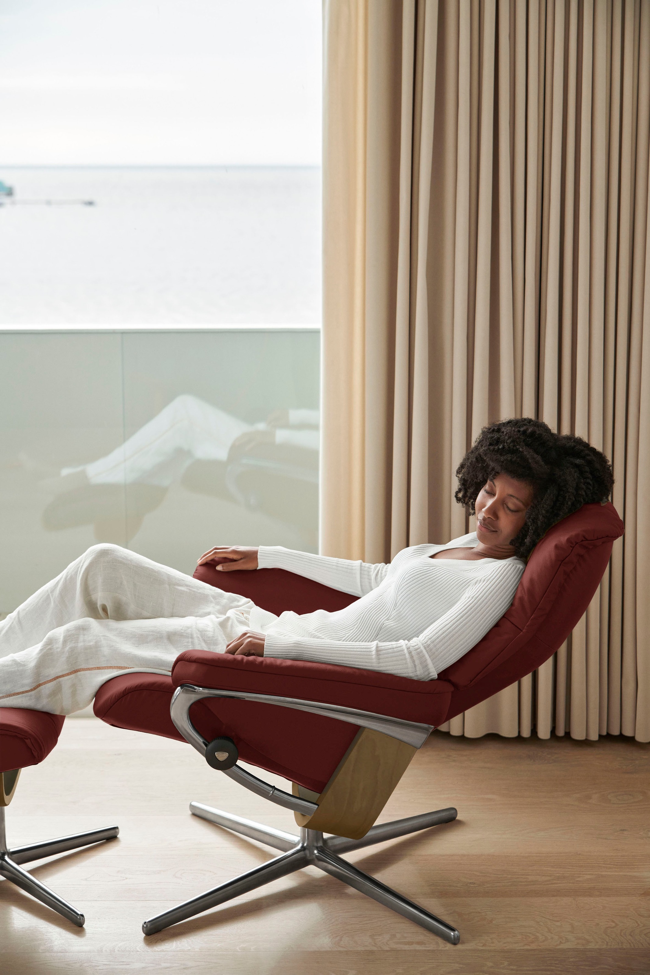 Stressless® Fußhocker »Mayfair«, mit Cross Base, Größe S, M & L, Holzakzent Eiche