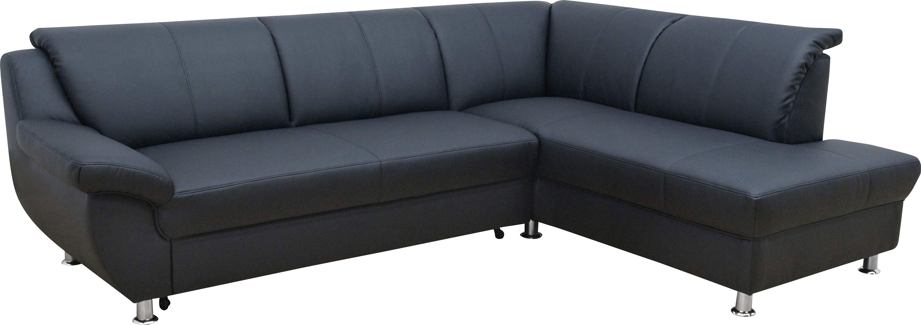 DOMO collection Ecksofa "Pilar, elegant & zeitlos, komfortabel, bequeme Armlehnen, Breite 254cm" mit Ottomane, wahlweise mit Bettfunktion, L-Form