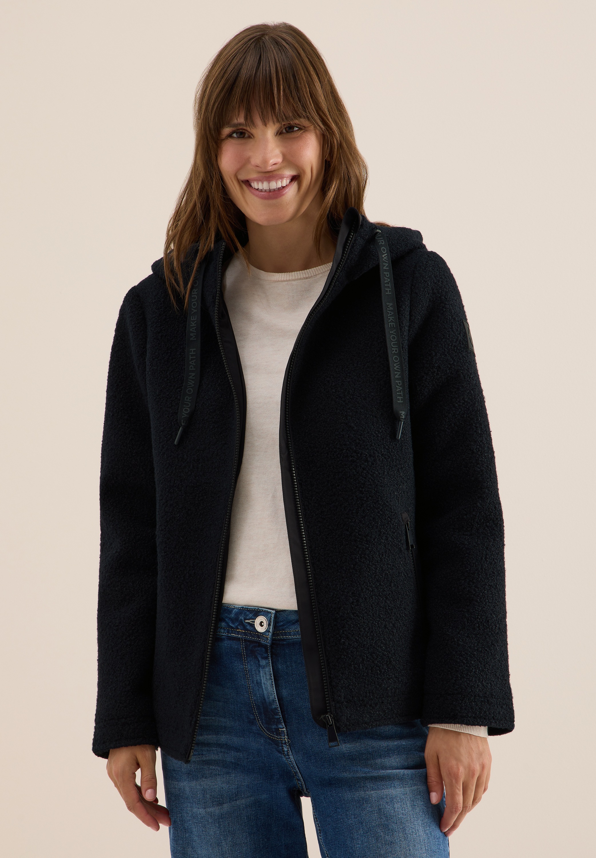 Cecil Fellimitatjacke mit Kapuze mit Kapuze mit Tunnelzugband