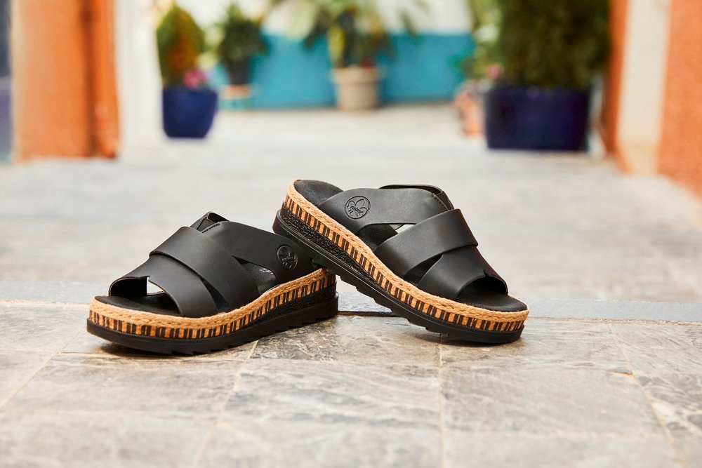 Thumbnail - Rieker Pantolette Keilabsatz, Sommerschuh, Schlappen mit Juteumrahmung