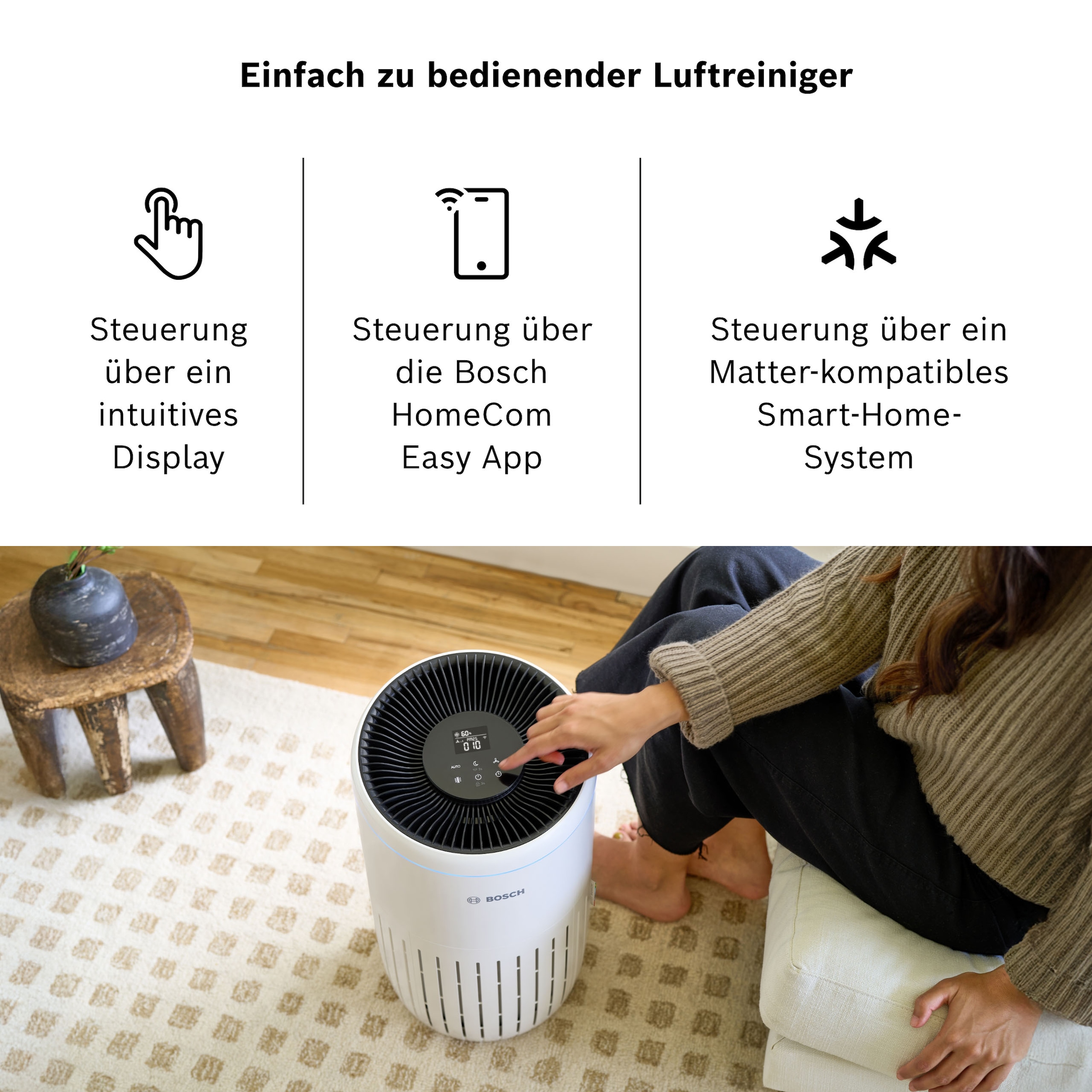 BOSCH Luftreiniger »Air 4000i, mit App-Steuerung« für 62 qm Räume mit 3-in-1 Luftfilter, Smart Sensor, Automatik- und Ruhemodus