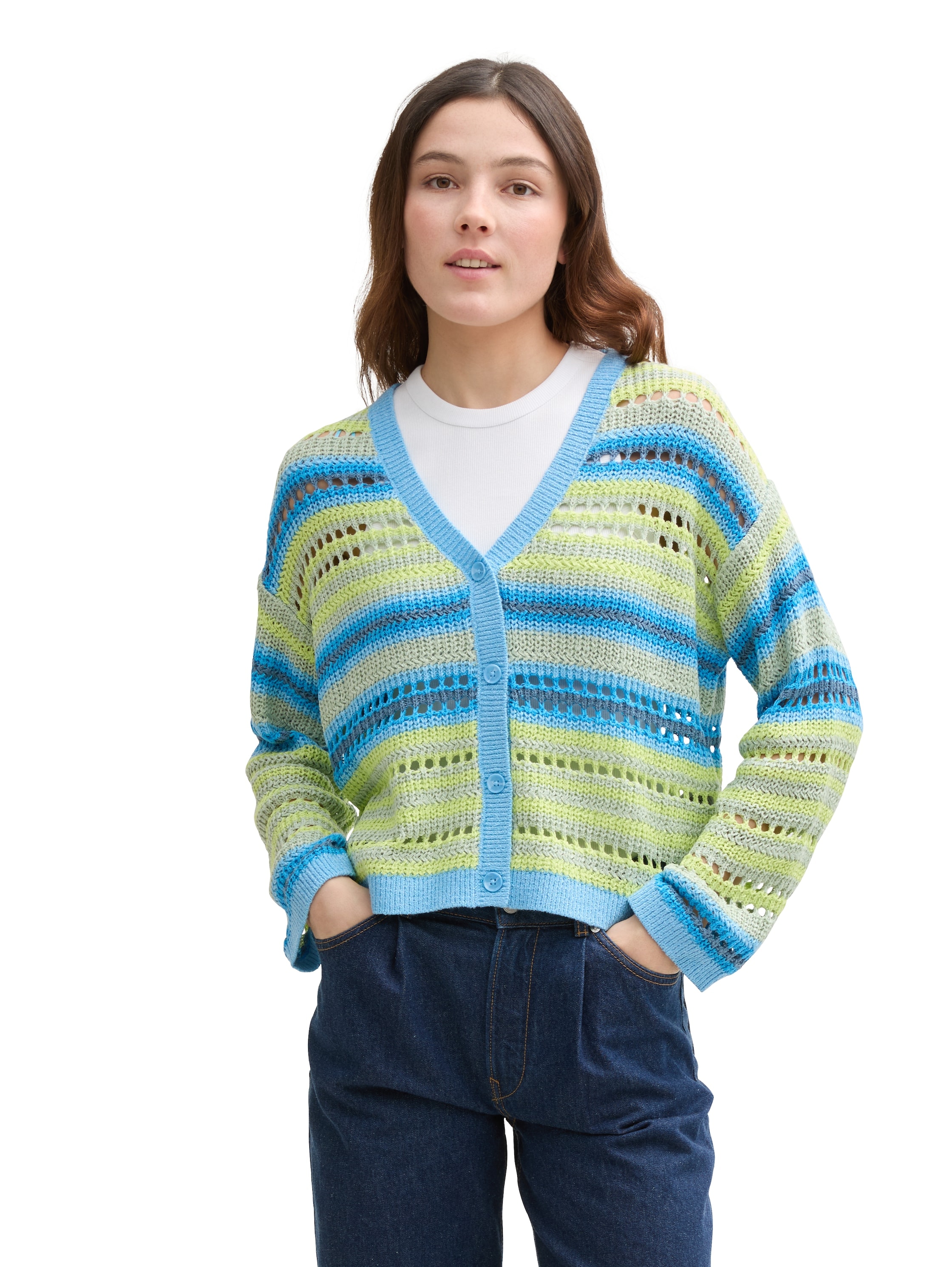TOM TAILOR Denim Cardigan, mit Streifen Muster günstig online kaufen