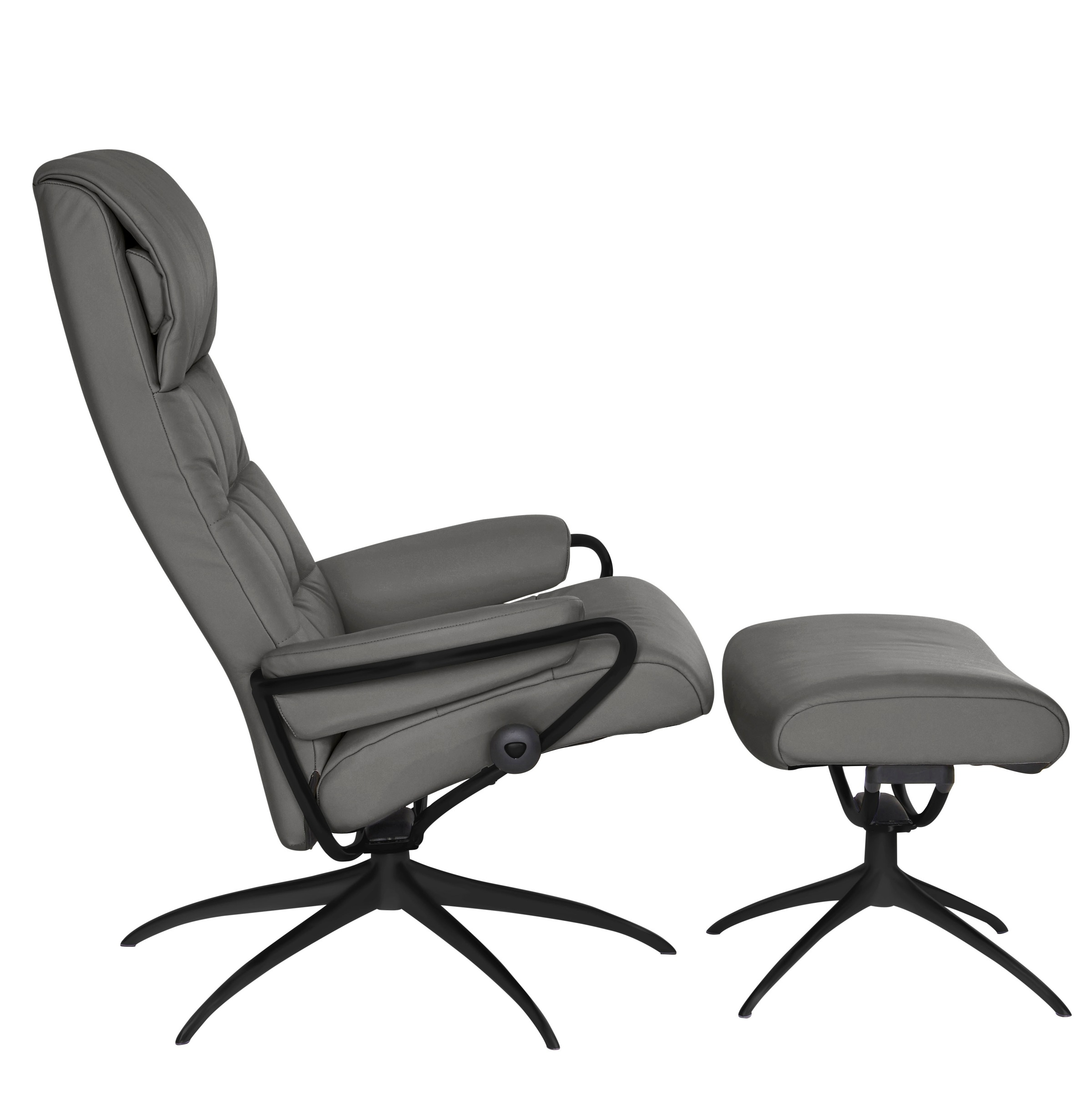 Stressless® Relaxsessel »London«, (Set, Relaxsessel mit Hocker), mit Hocker, High Back, mit Star Base, Gestell Schwarz