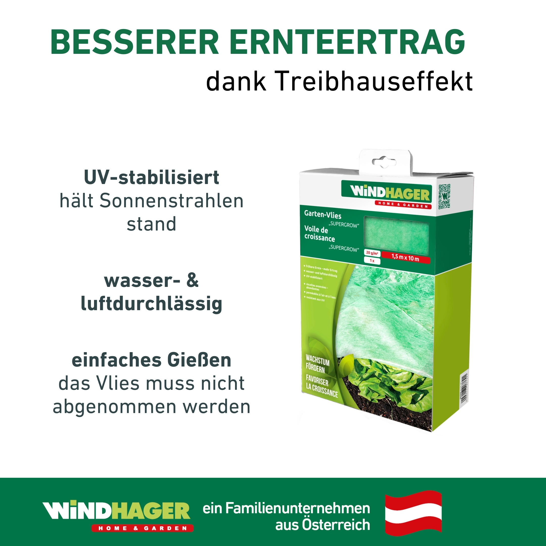 Windhager Gartenvlies »Supergrow für optimales Wachstum von Jungpflanzen im Frühbeet« 1 Stk. tlg. Garten Abdeckvlies erhältlich in 10 x 1,5 m oder 10 x 2 m, 20 g/m²