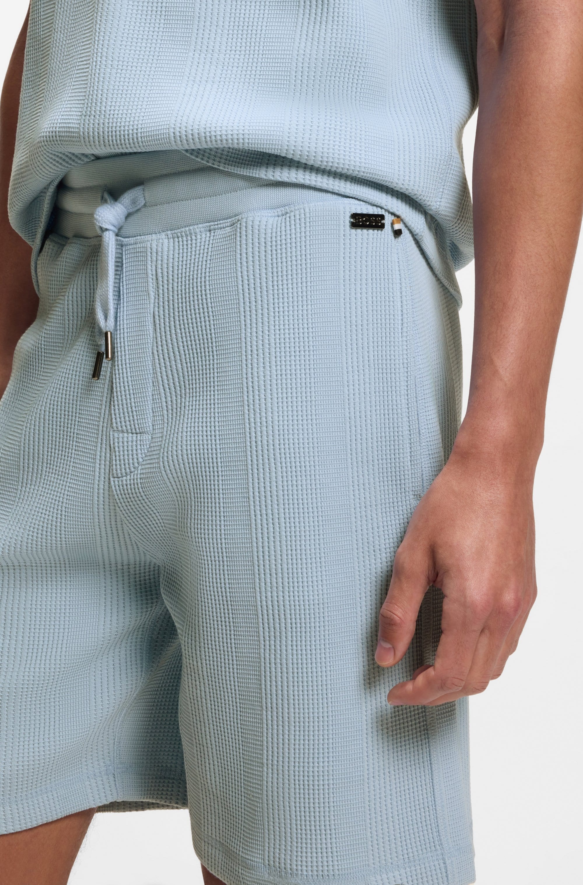 BOSS Sweatshorts »Sweatshorts Structure Sho«  kurze Hose mit Strickeinsätzen