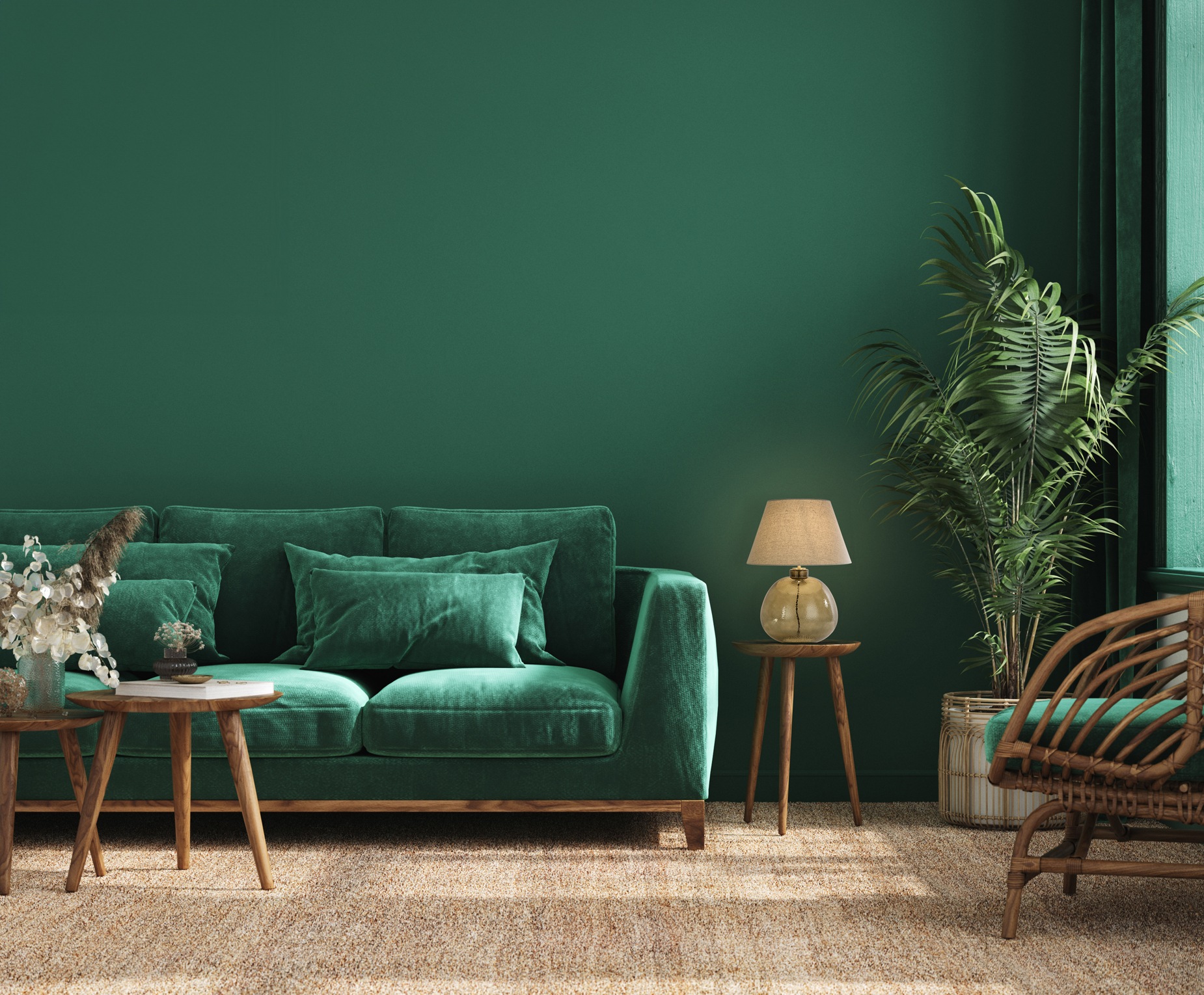 Searchlight Tischleuchte »Zenith 1Lt Table Lamp, Green Glass with Natural Linen Shade« E27 1 Stk.