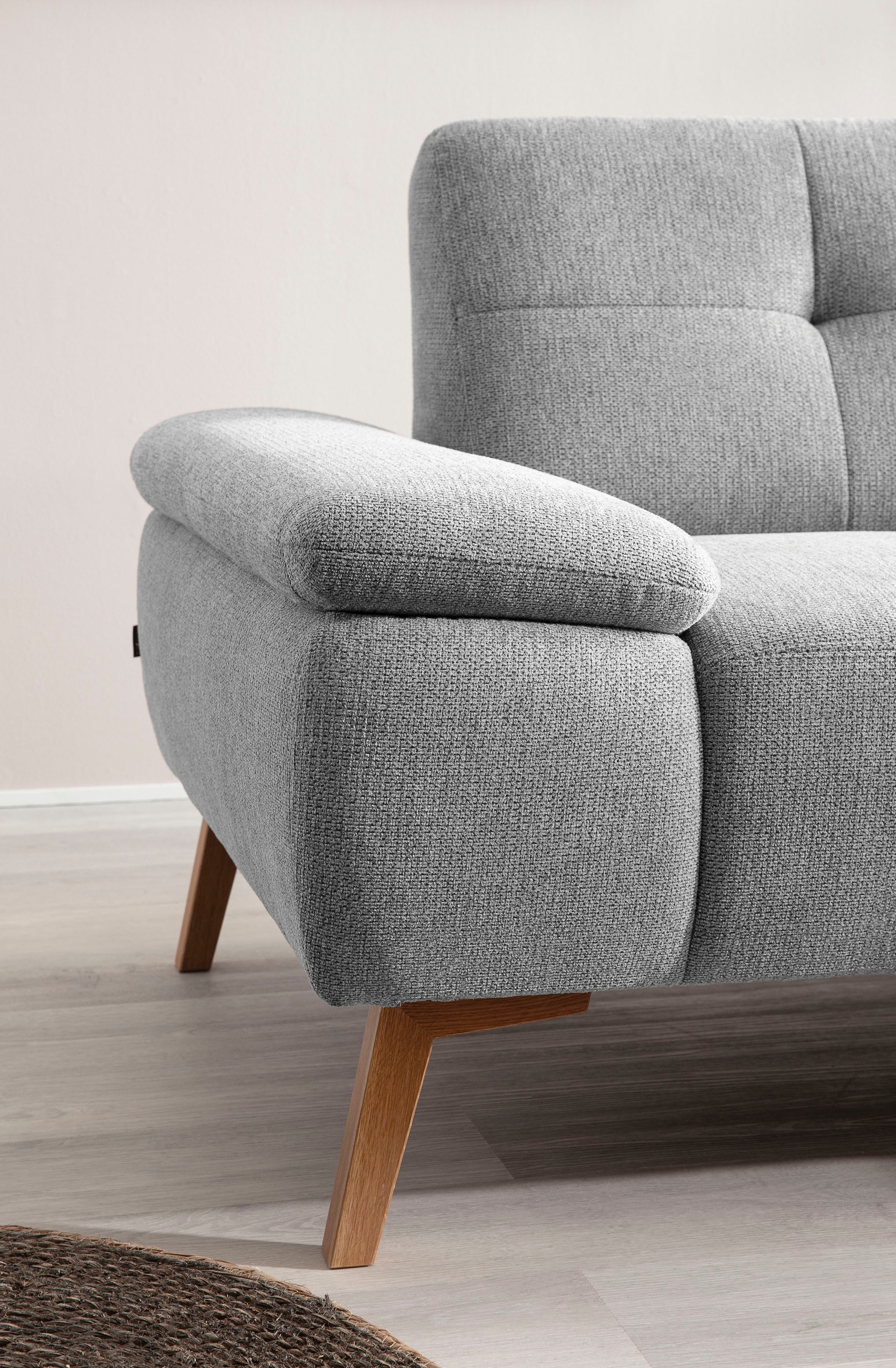 exxpo - sofa fashion Ecksofa »Sassari, L-Form«, im skandinavischen Design mit Steppung und Holzfüßen