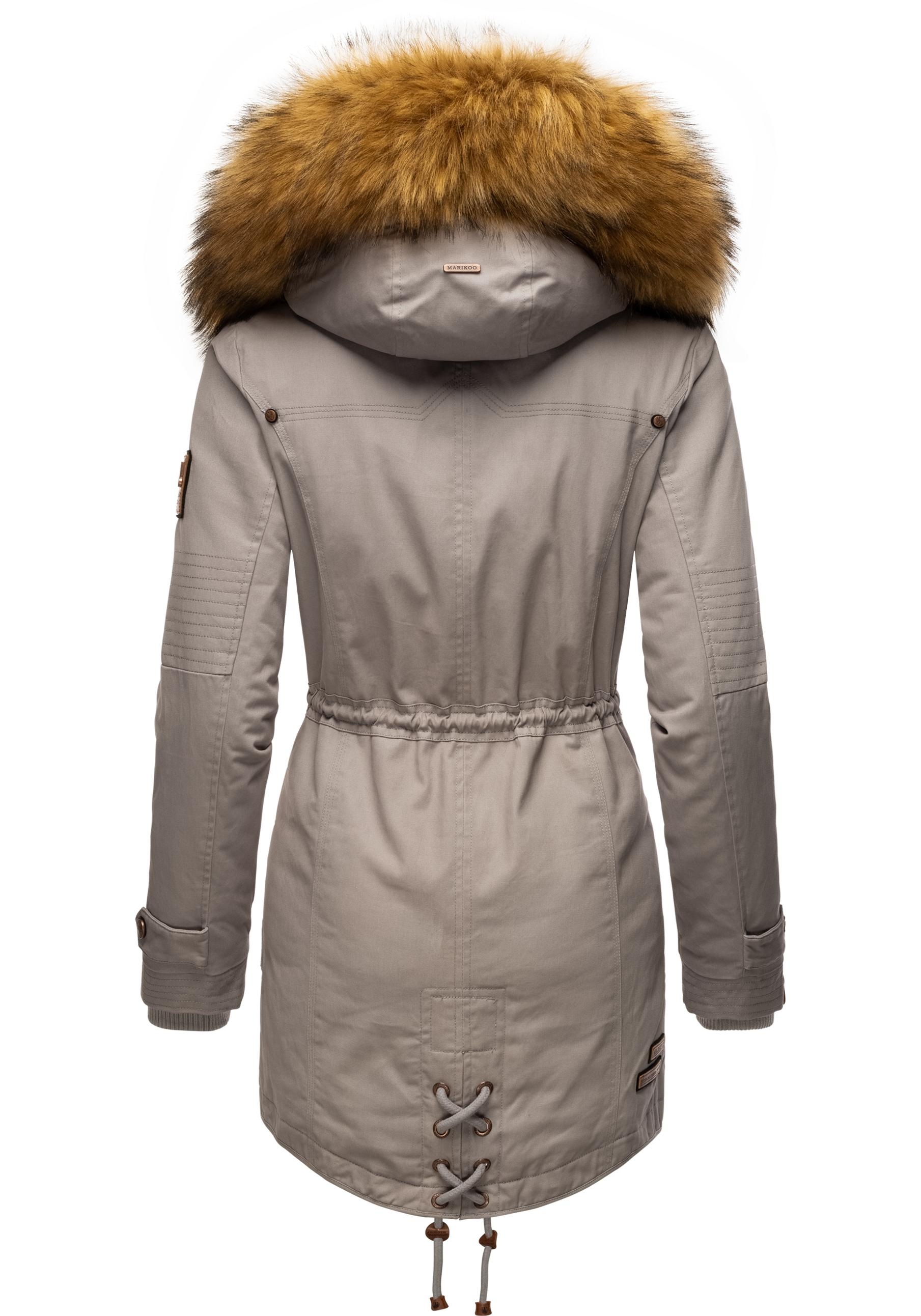 Marikoo Wintermantel »La Viva Prc«, stylischer Winterparka mit abnehmbarem Kunstfell