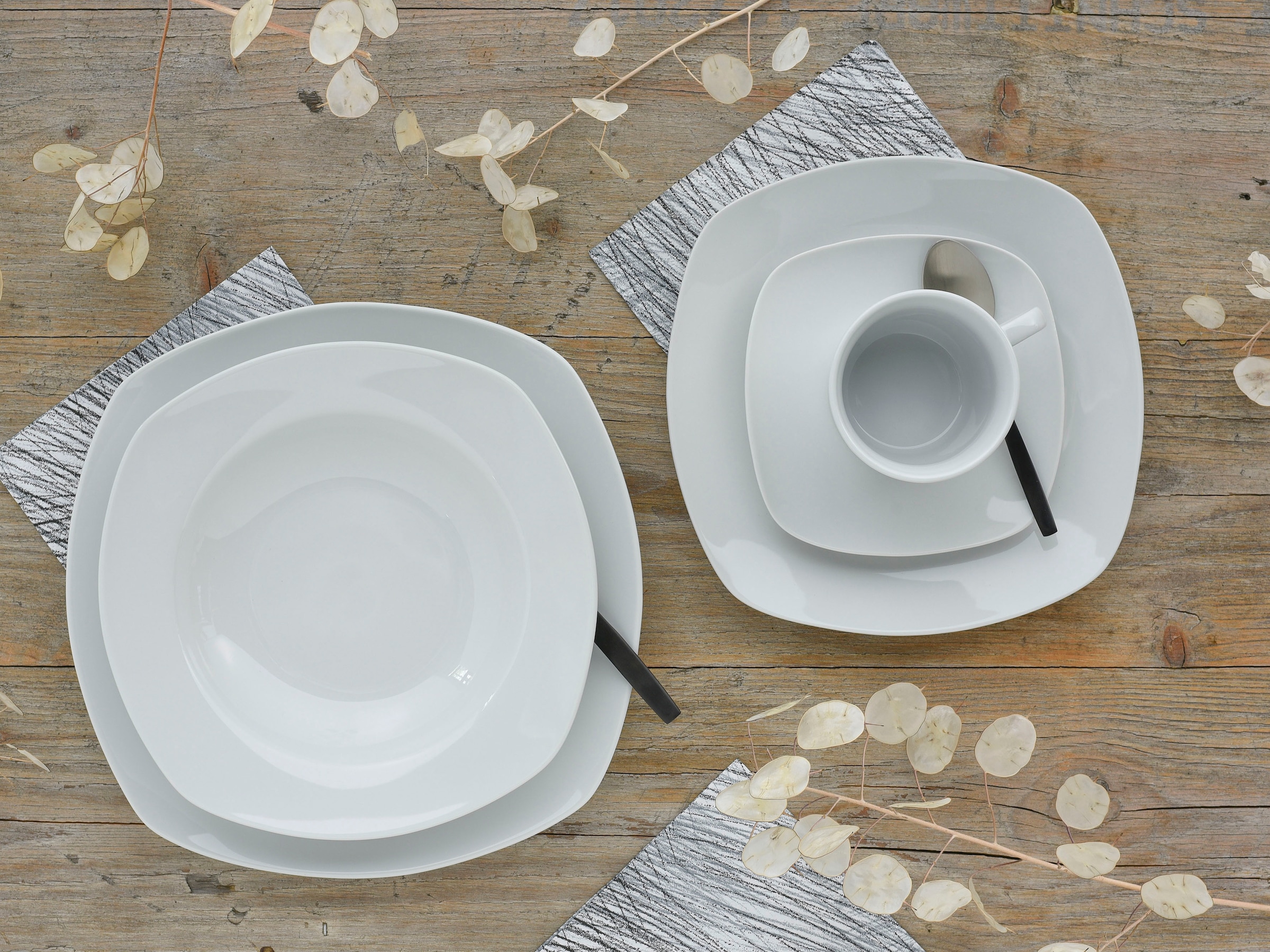 quadratische im 30 6 (Set, weiß, Form, 30 CreaTable Teile, 6 | Service, Kombiservice BAUR für Kaffeeservice Amelie«, »Geschirr-Set Set, für Tafelservice Personen), Personen tlg., und