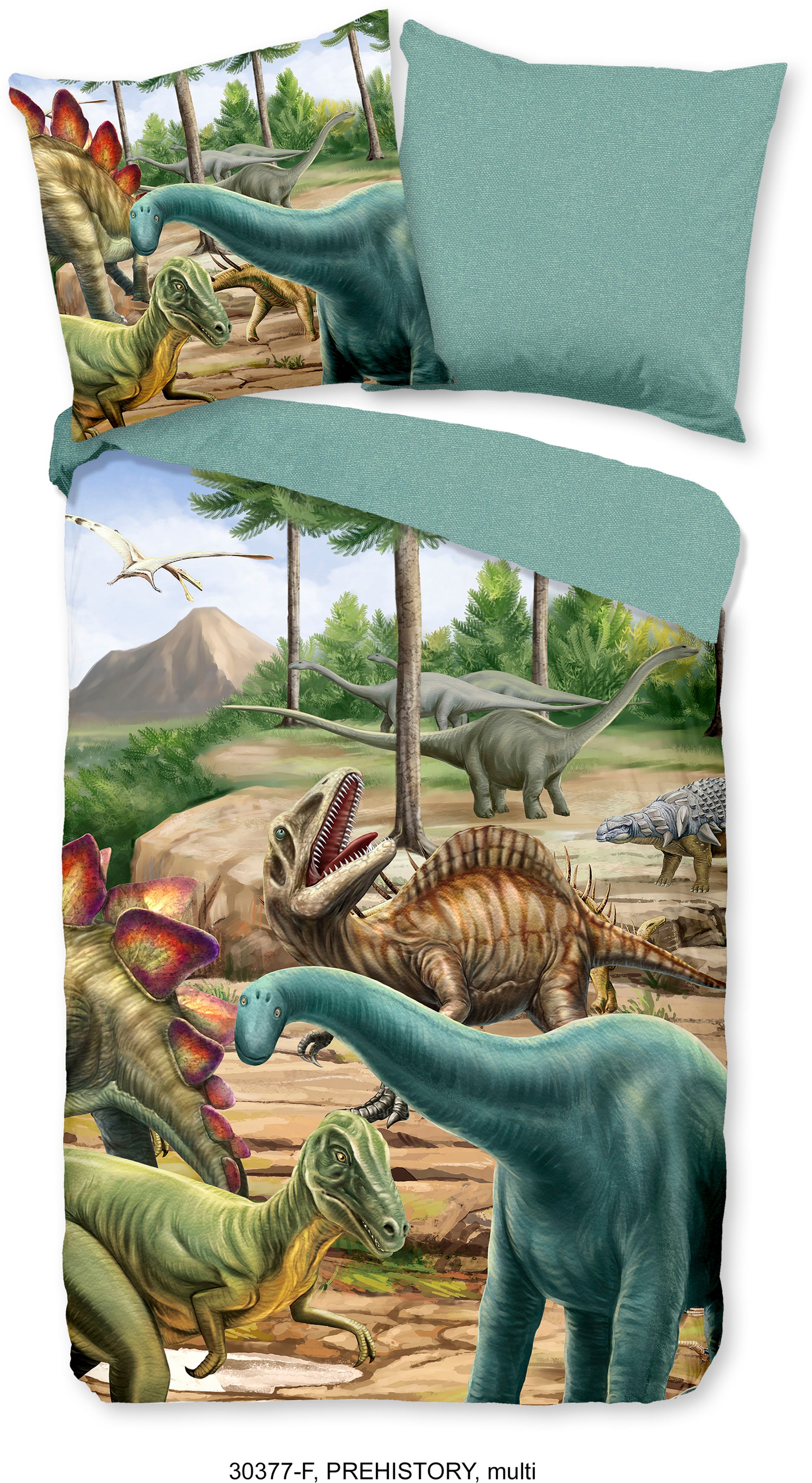good morning Kinderbettwäsche "Prehistory Dinos" 2 Stk. tlg. Biber, 135x200 günstig online kaufen
