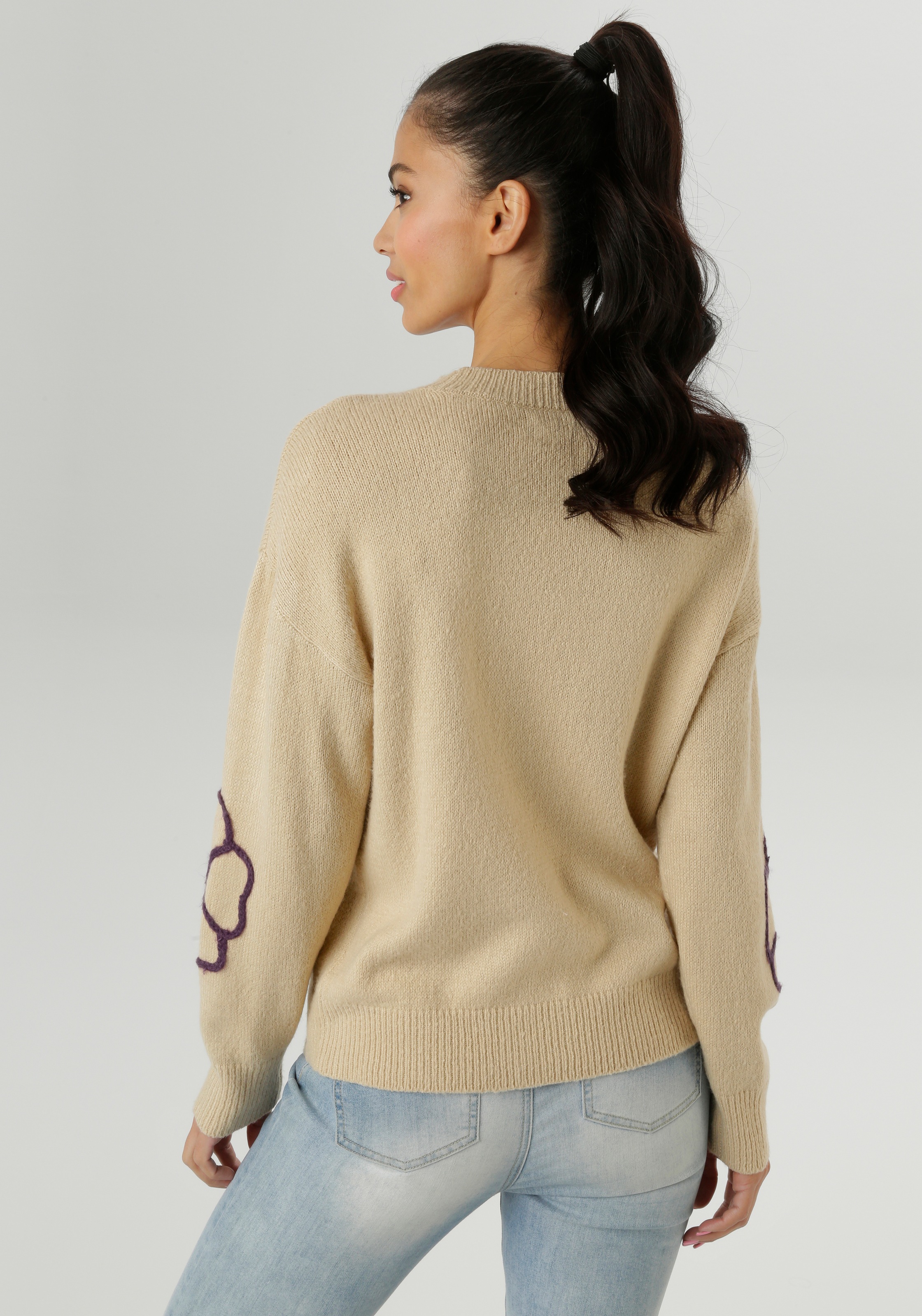 Aniston SELECTED Strickpullover, vorne mit funkelnden Glitzersteinen verziert - NEUE KOLLEKTION