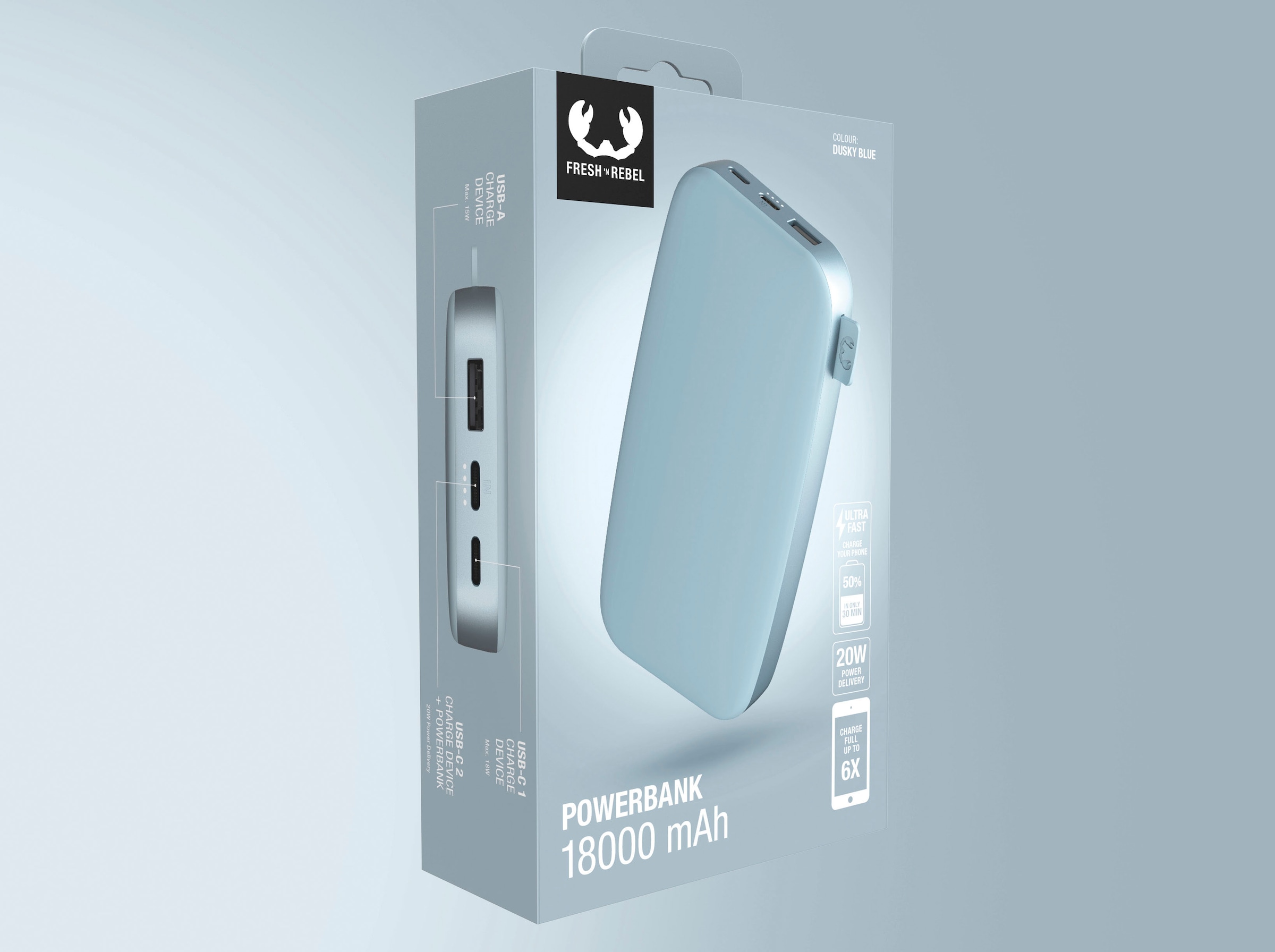 Fresh´n Rebel Powerbank »Power Pack 18000mAh mit USB-C, Ultra Fast Charge & 20W PD«