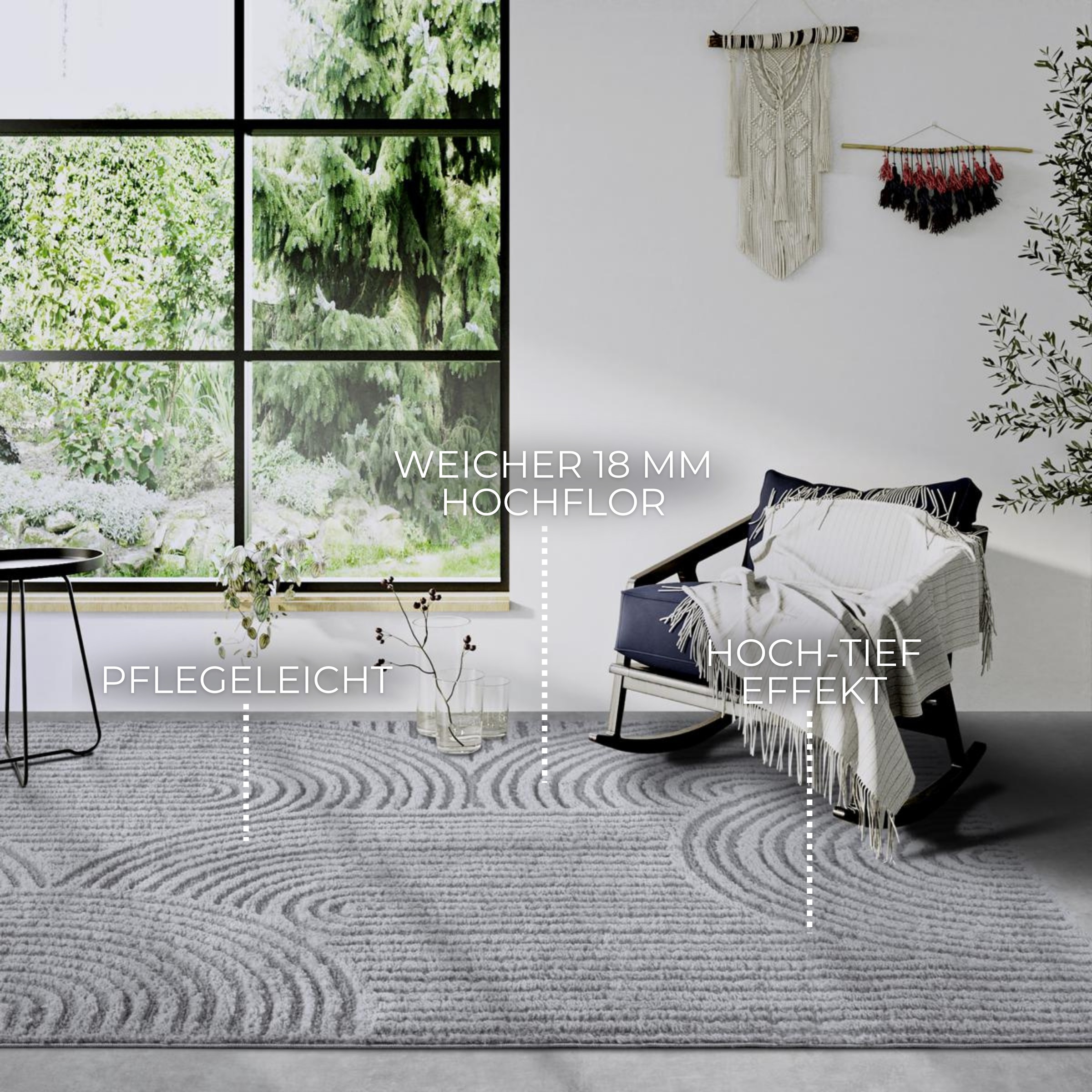ELLE DECORATION Designteppich »Chappe«, rechteckig, 18 mm Höhe, Shaggy, Läufer, flauschig, weich, Langflor, modern, Hoch Tief Effekt