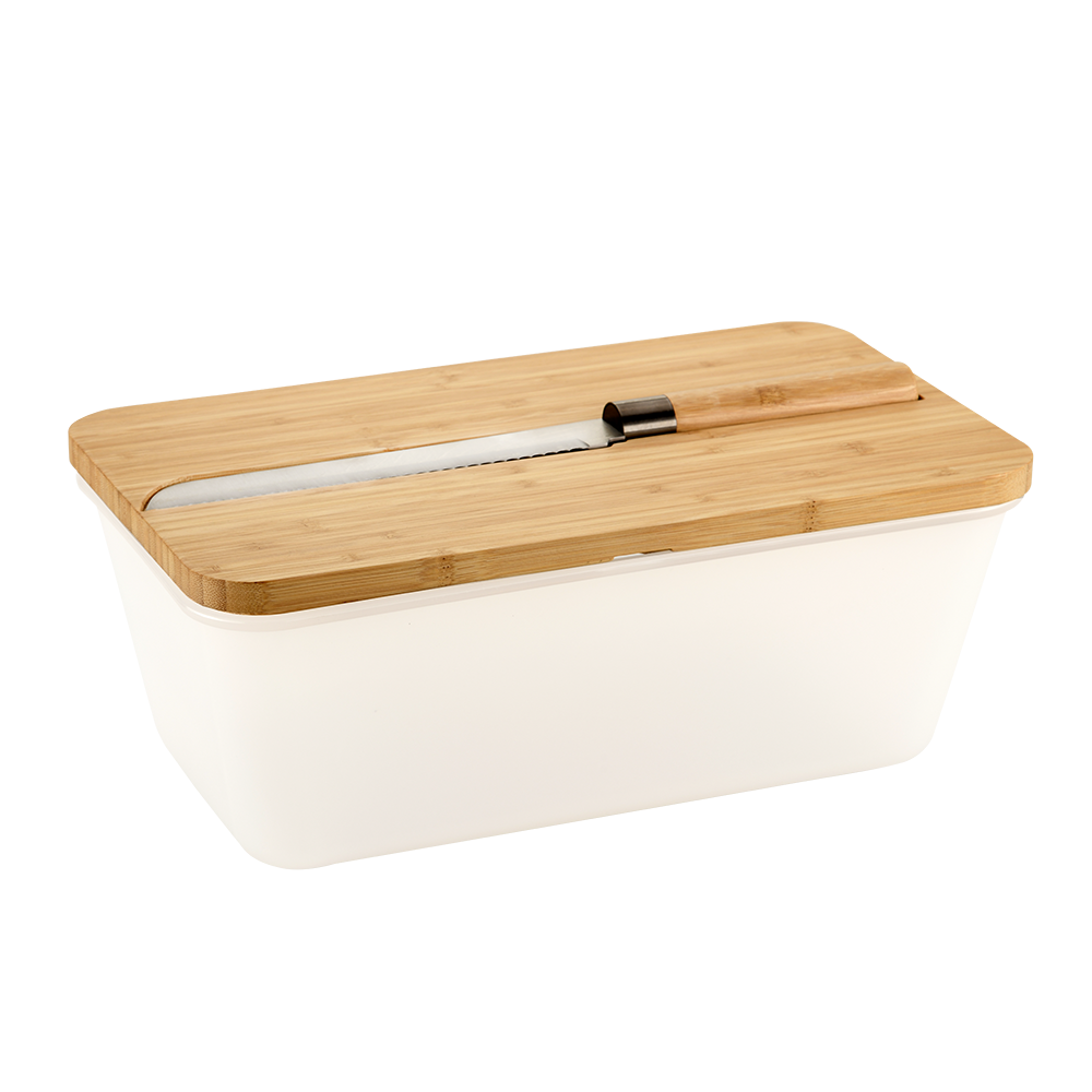 KESPER Brotkasten "Brotbox mit Messer", B:20cm H:15,5cm, beige, Lebensmittelaufbewahrungsbehälter, inkl. integriertem Brotmesser