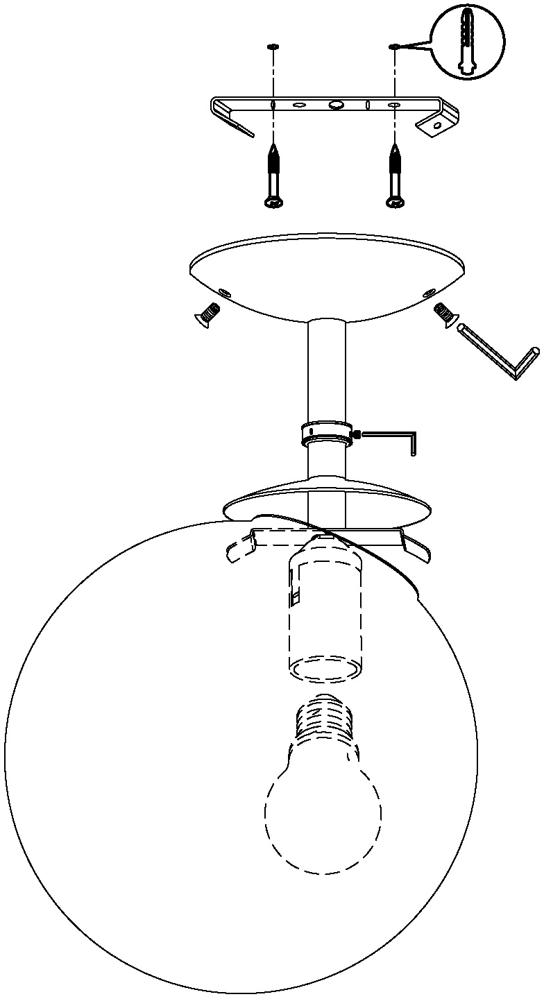 EGLO Deckenleuchte »RONDO Deckenlampe, Stahl und Glas, E27, IP20, Wohnzimmerlampe, Lampe«, 1 flammig, Leuchtmittel E27 | Leuchtmittel wechselbar-ohne Leuchtmittel, Deckenleuchte, H31,5 x Ø25 cm, nickel-matt, 1X60W exkl.