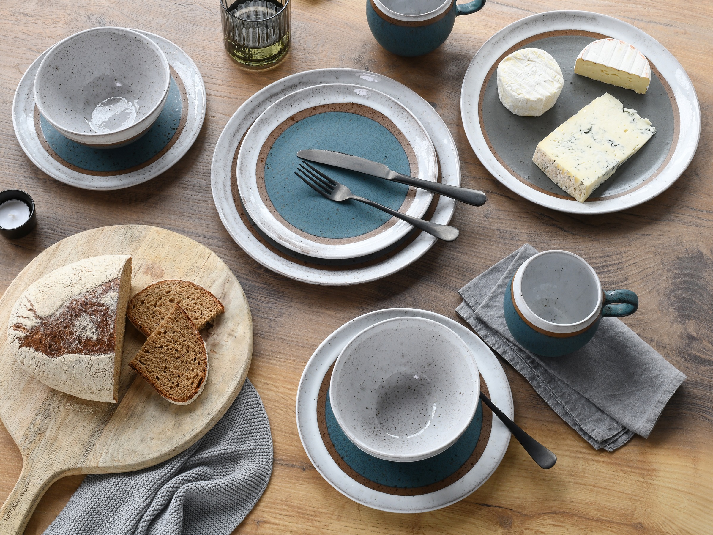 CreaTable Kombiservice »Fjord Bunt, Service, 16-tlg.« Skandinavisches Design, Reativglasur
