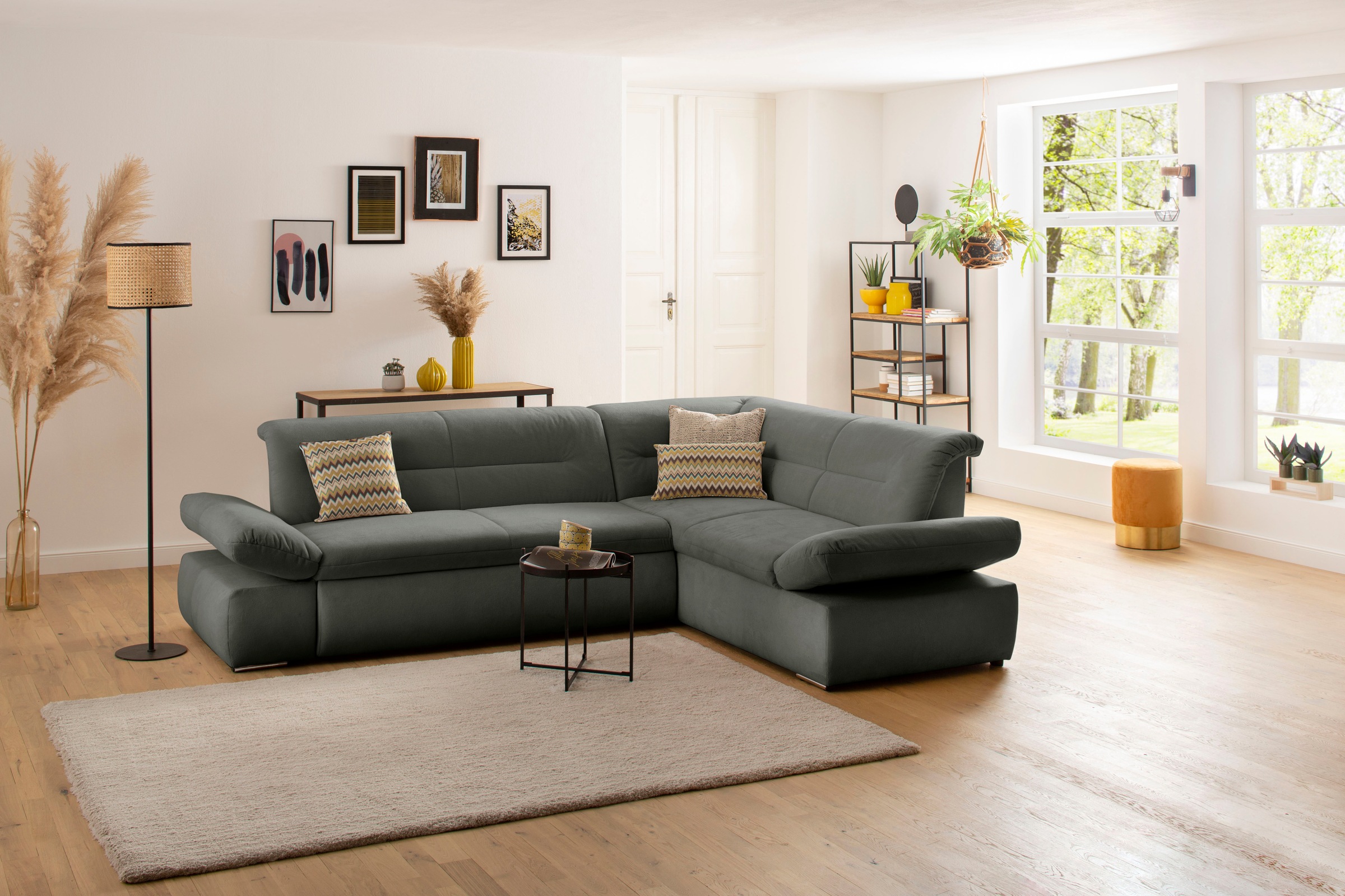 Home affaire Ecksofa "Avesa L-Form" Wahlweise mit Arm- und Bettfunktion, B/T/H: 275/211/80 cm
