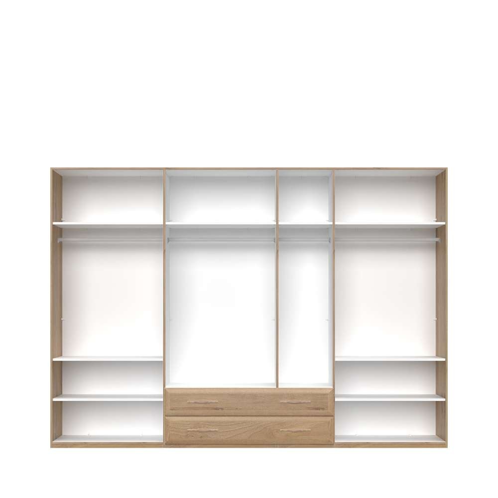 Home affaire Kleiderschrank »Gala, beige hochglänzend UV lackiert, kratzfest, FSC-zertifiziert«, (abgerundete Schubladen aus MDF im Holzdekor, soft-close), hoher Schrank (224cm), wahlweise in 4 Breiten, Made in Europe
