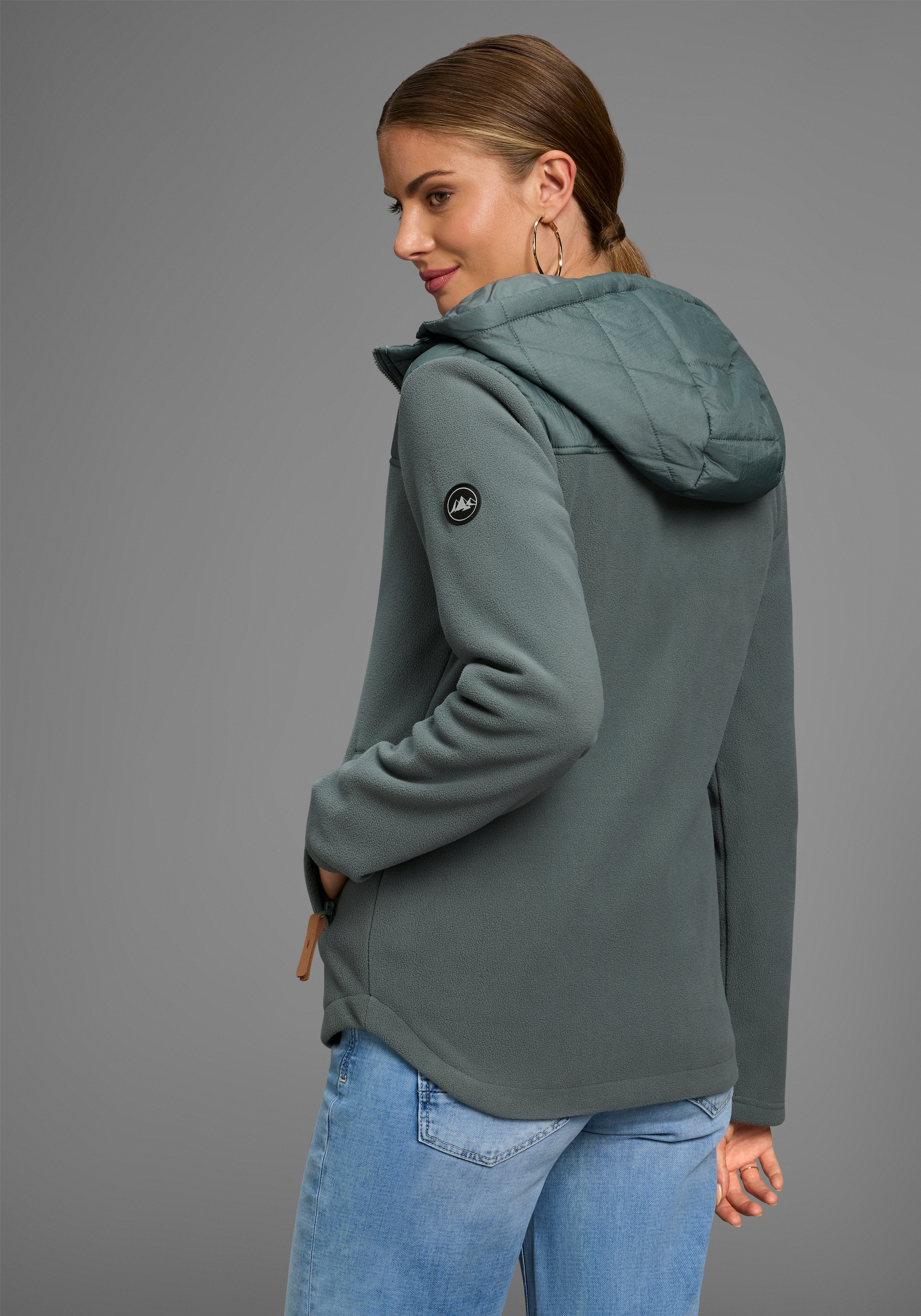Polarino Hybridjacke, mit Kapuze, mit wattiertem Schulterbereich