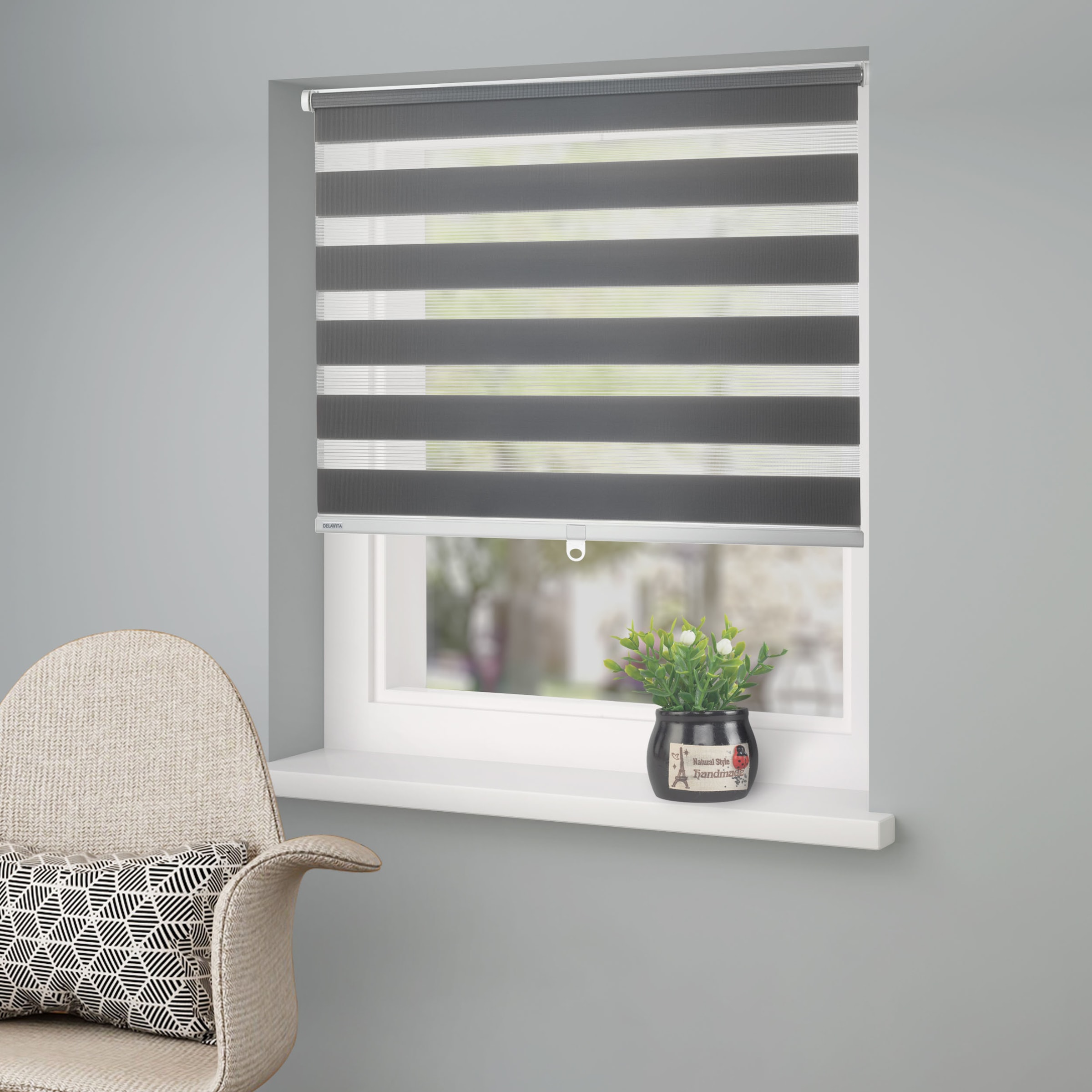 OTTO home Doppelrollo "Jan" Lichtschutz Sichtschutz ohne Bohren freihängend Rollo, Fixmaß, Klemmfix, uni, monochrom, basic, schnurlos