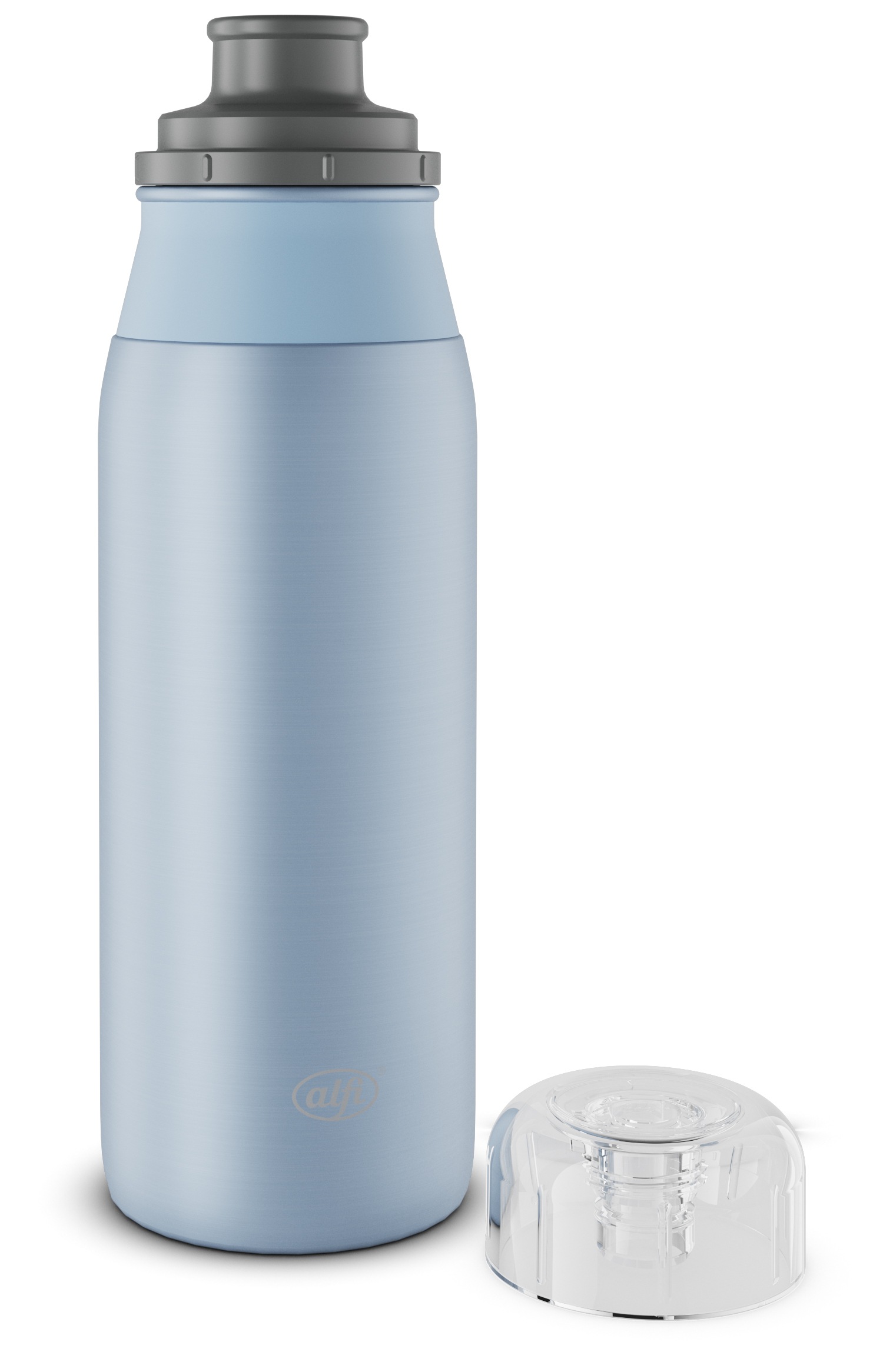 Alfi Trinkflasche »ELEMENT BOTTLE, Edelstahlkörper, spülmaschinenfest«, (1 tlg.), 0,6l, Free-Flow Trinksystem mit intuitivem Schraubverschluss