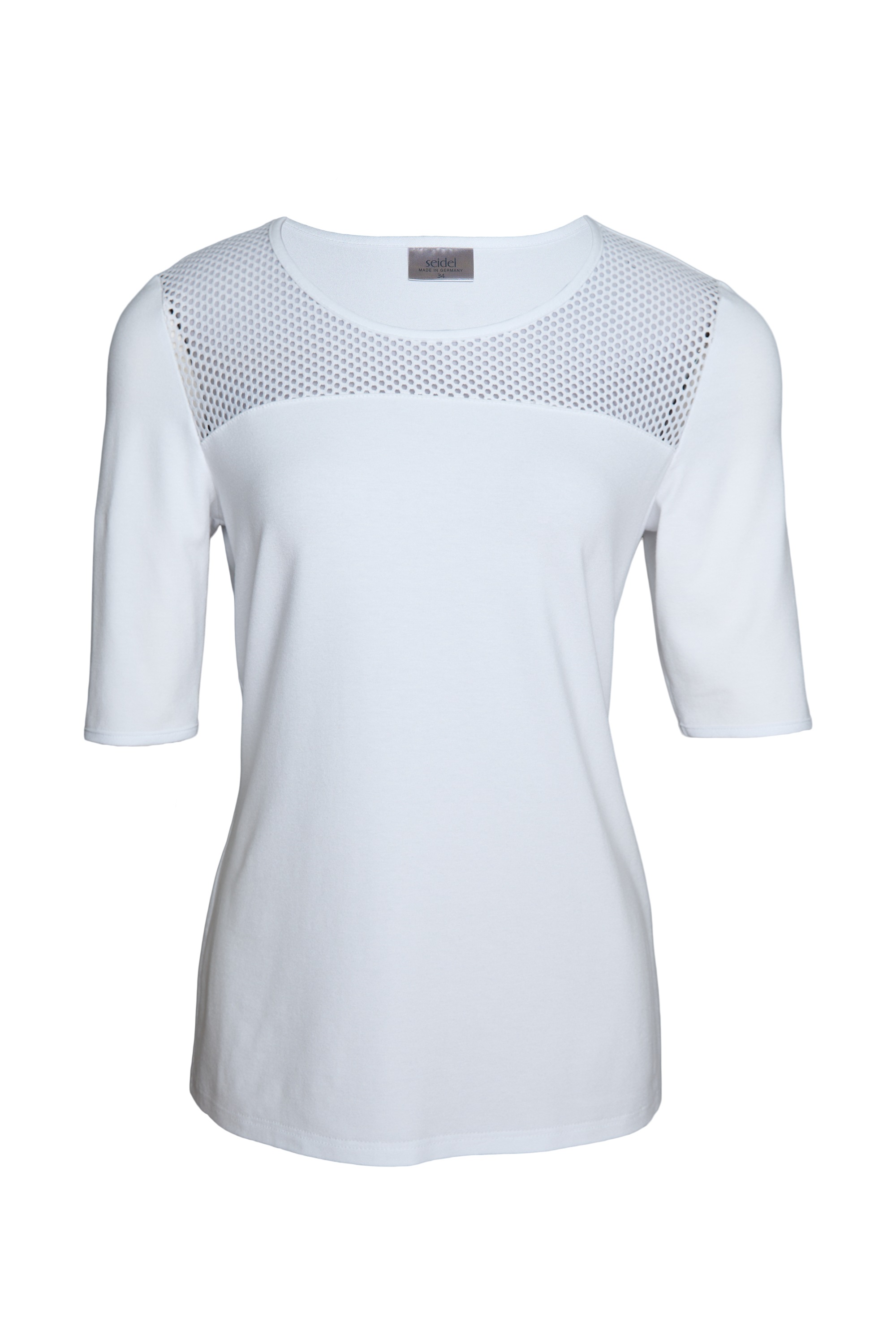 Thumbnail - Seidel Moden Rundhalsshirt mit transparenten Lochmuster vorne - MADE IN GERMANY