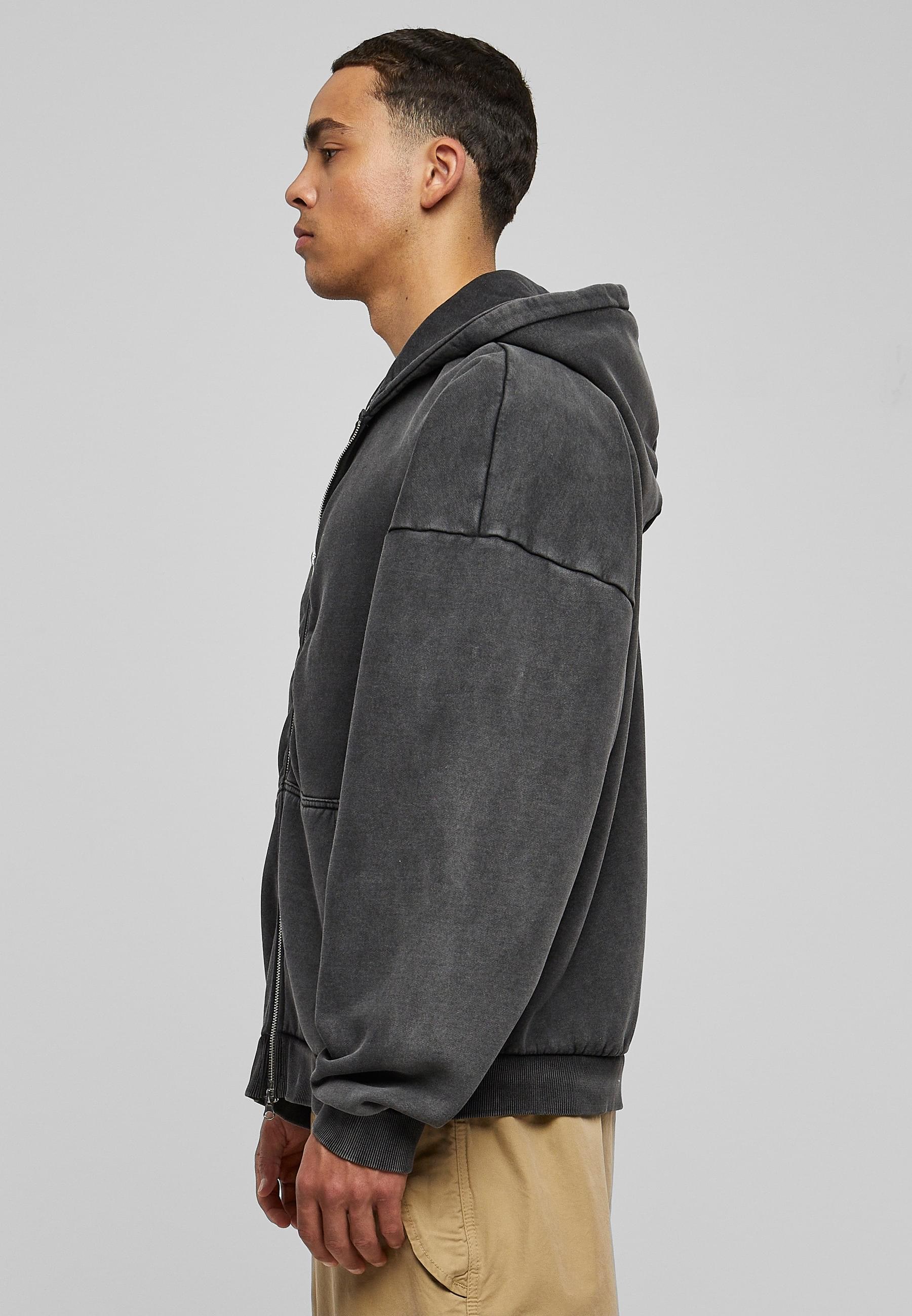 URBAN CLASSICS Sweatjacke »Urban Classics Herren Heavy Stone Washed 90's Zip Hoodie«, (1 tlg.)