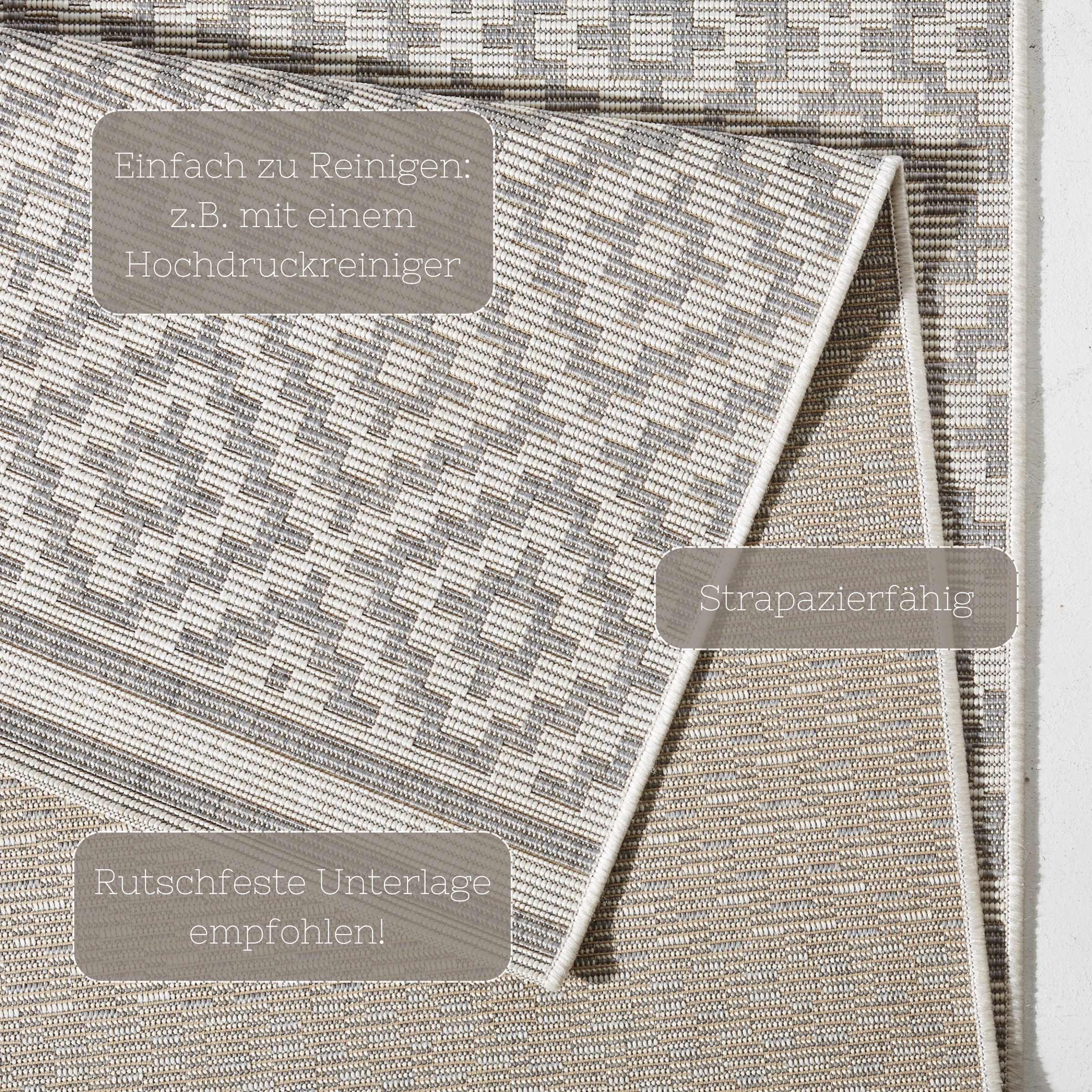 Teppich HANSE HOME "Raute", grau, B:240cm H:8mm L:340cm, Kunstfaser, Teppiche, Teppich, In-& Outdoor, Wetterfest, Balkon, Läufer, Wohnzimmer, Terrasse, Raute 3