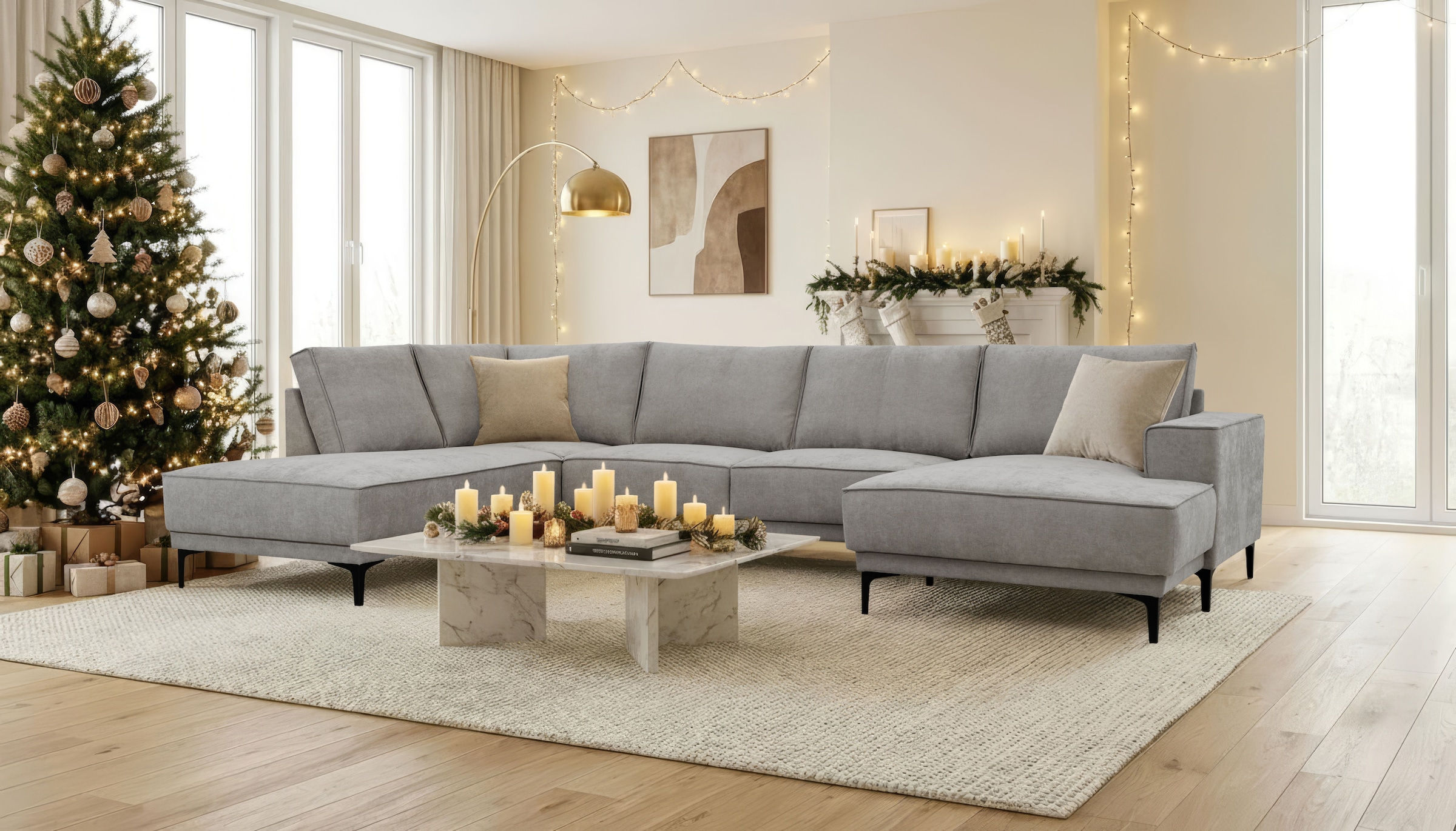 OTTO home Wohnlandschaft "XXL Sofa Oland, Struktur, Flachgewebe, Luxus-Micr günstig online kaufen