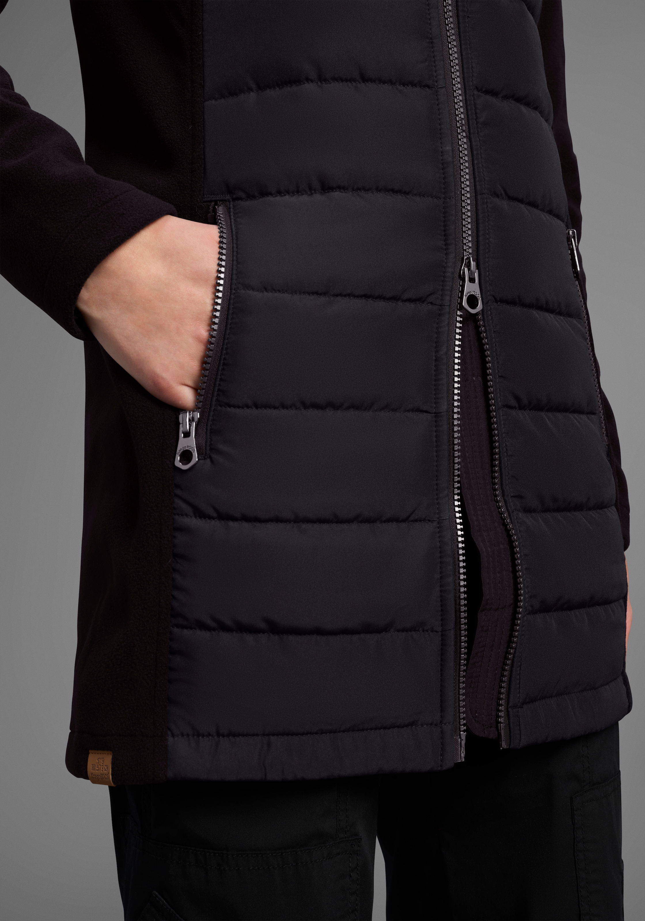 KangaROOS Langjacke mit Kapuze Hybridjacke - Fleecejacke mit wattierten Bereichen