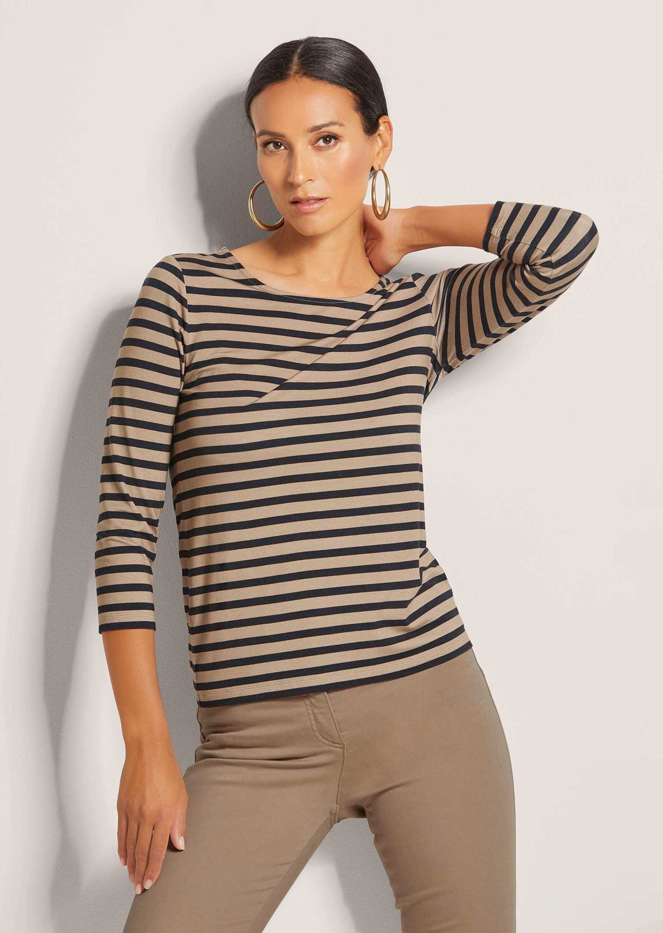 MADELEINE 3/4-Arm-Shirt "Shirt Ringelshirt mit U-Boot-Ausschnitt, Halbarm" günstig online kaufen