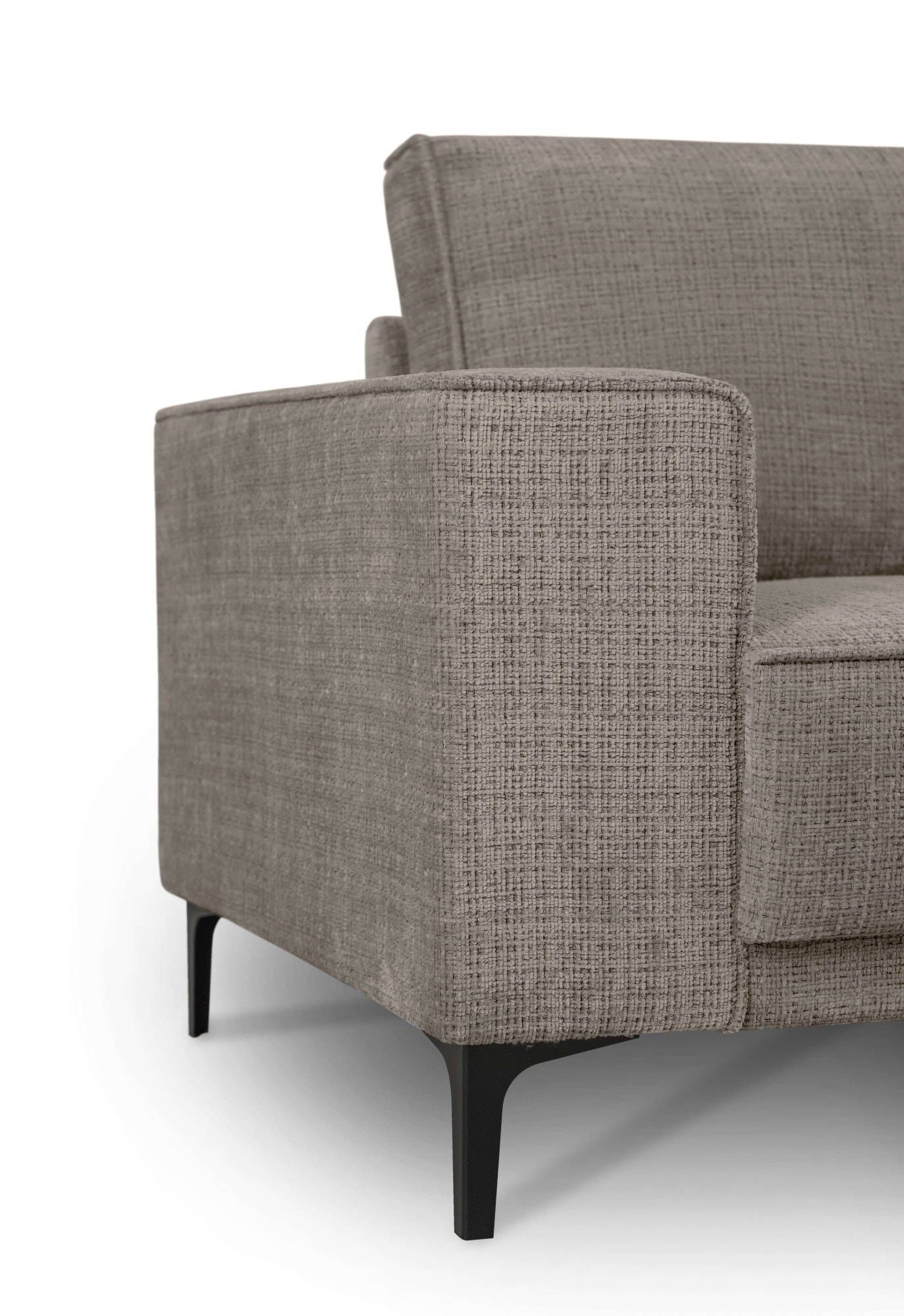 Places of Style Ecksofa »Polsterecke Oland, Struktur, Flachgewebe, Luxus-Microfaser, Boucle«, L-Form, 280 cm, Wellenunterfederung, Skandi-Design, Metallfüße