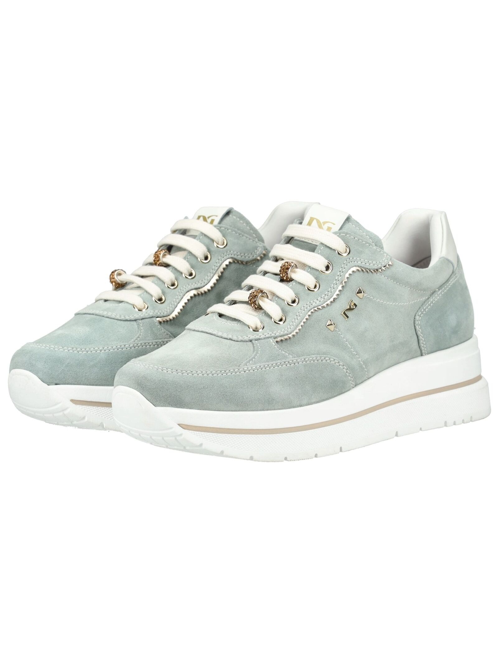 Sneaker NERO GIARDINI "Nero Giardini Sneaker Veloursleder", Damen, Gr. 36, hellgrün, Veloursleder, Schuhe Sneaker 3