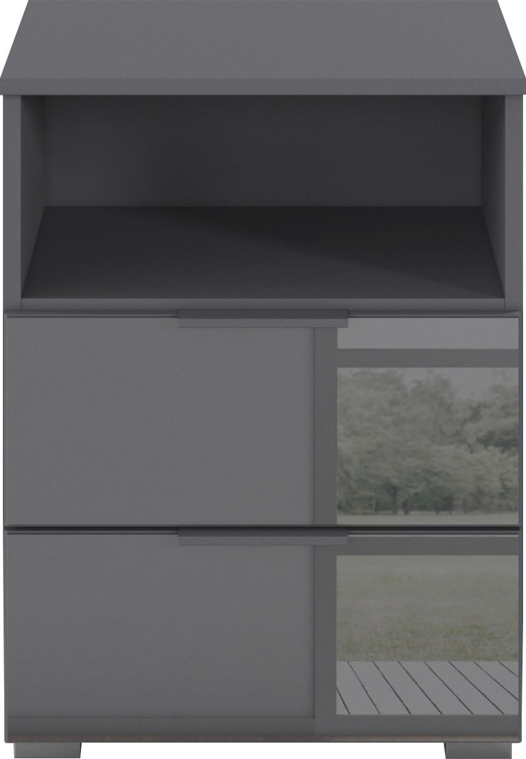 rauch Nachtkommode »Nachttisch Nachtschrank Nachtkonsole AGORDO mit Glasfront«, (in zwei Griff-Farben), mit 2 Schubladen und Nische für viel Stauraum MADE IN GERMANY
